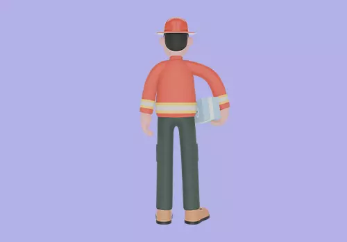 Stylized 3D Firefighter Character Holding Towels-Cartoon Fireman 3D model_4