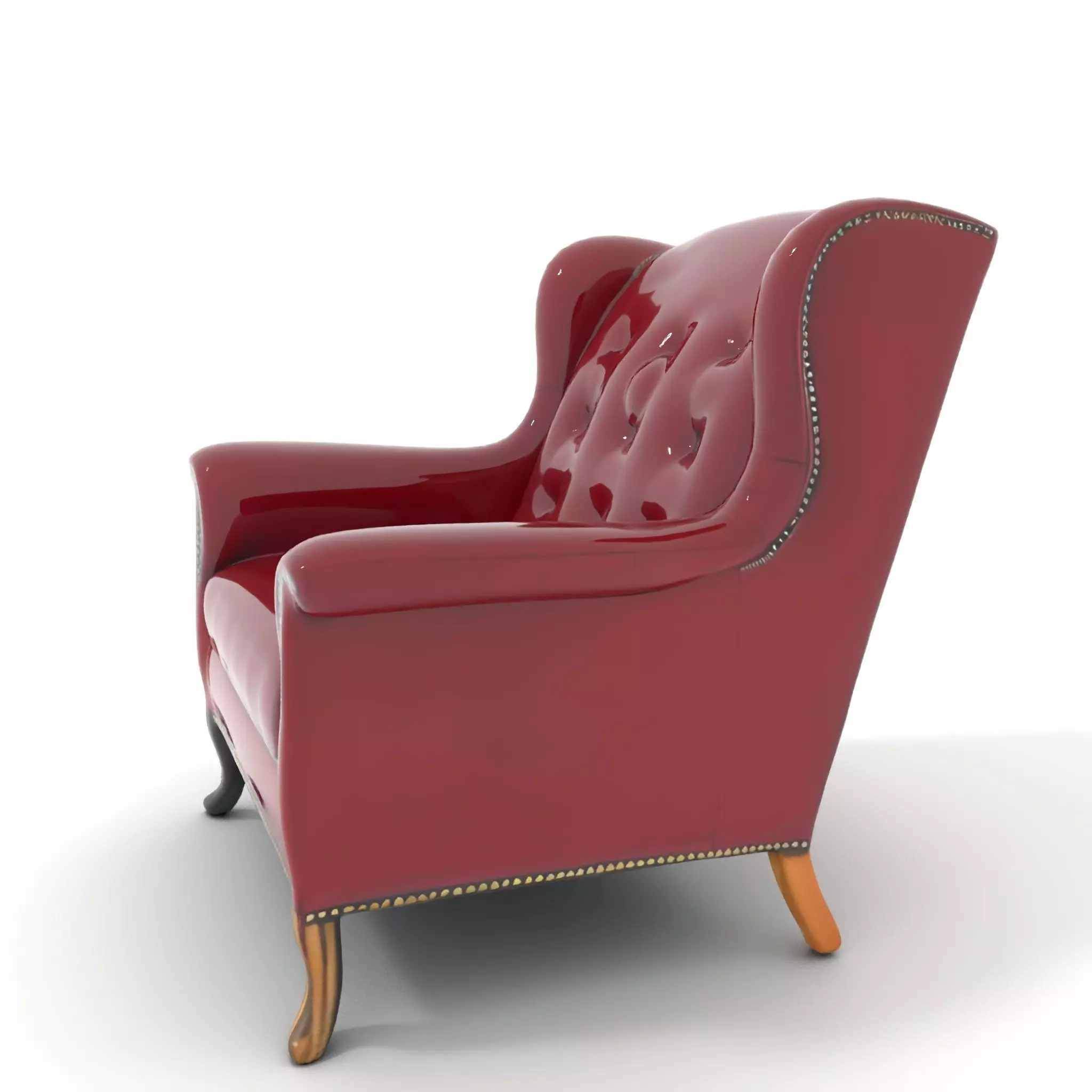 Elegant Burgundy Armchair model pack Low-poly 3D model_6