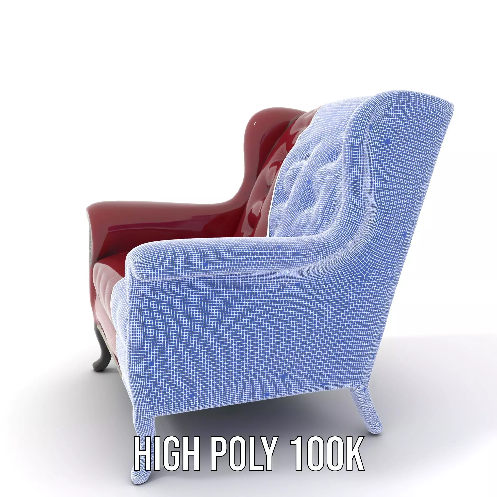 Elegant Burgundy Armchair model pack Low-poly 3D model_4