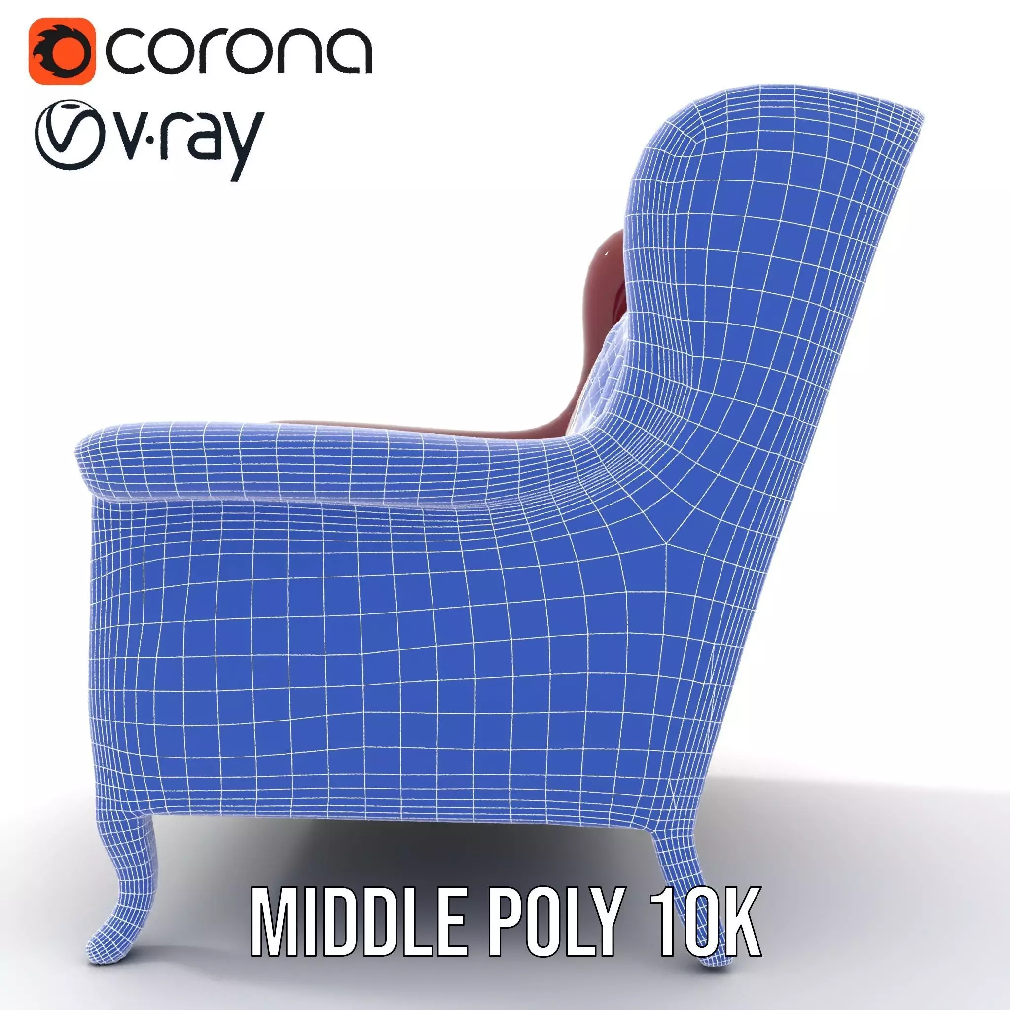 Elegant Burgundy Armchair model pack Low-poly 3D model_18
