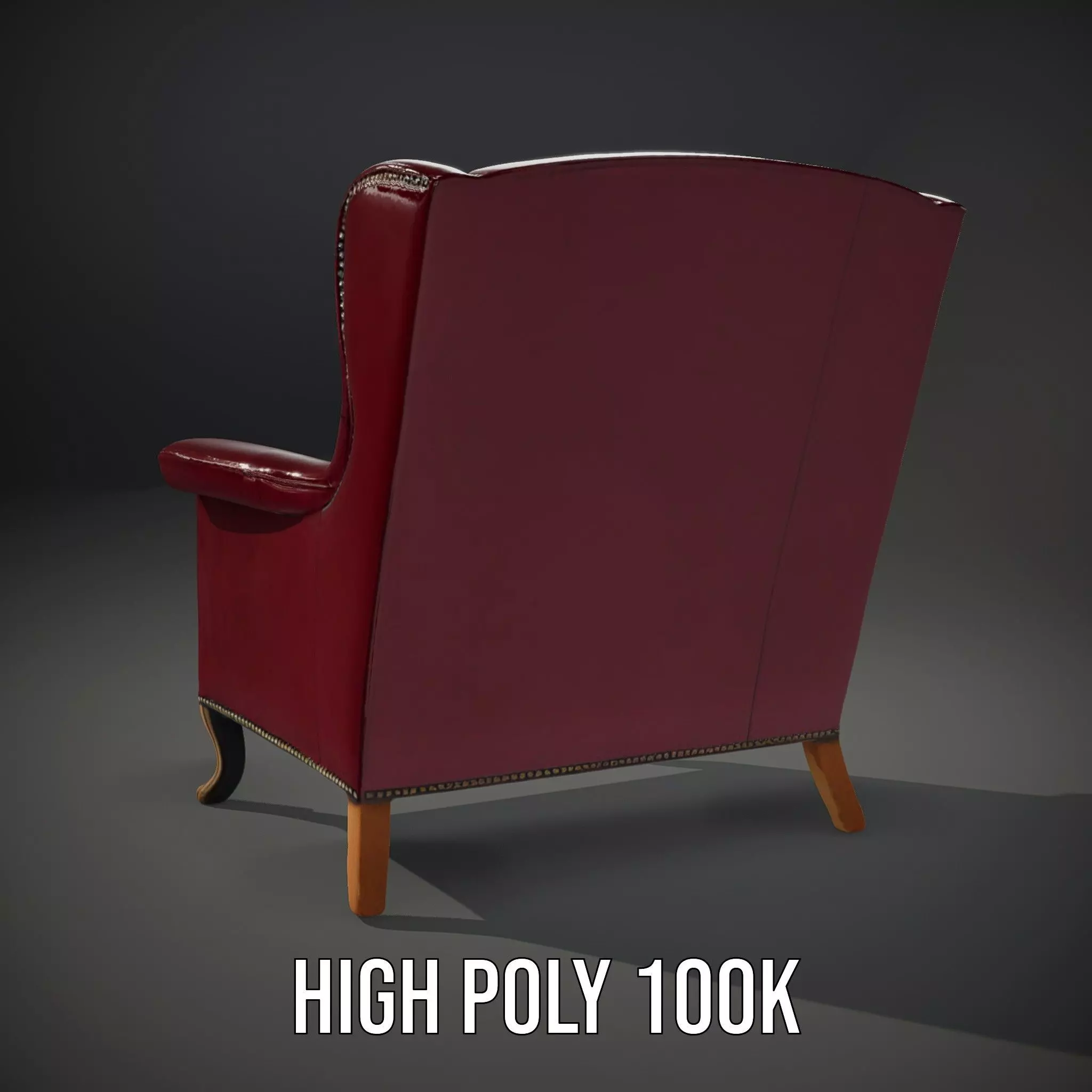 Elegant Burgundy Armchair model pack Low-poly 3D model_8