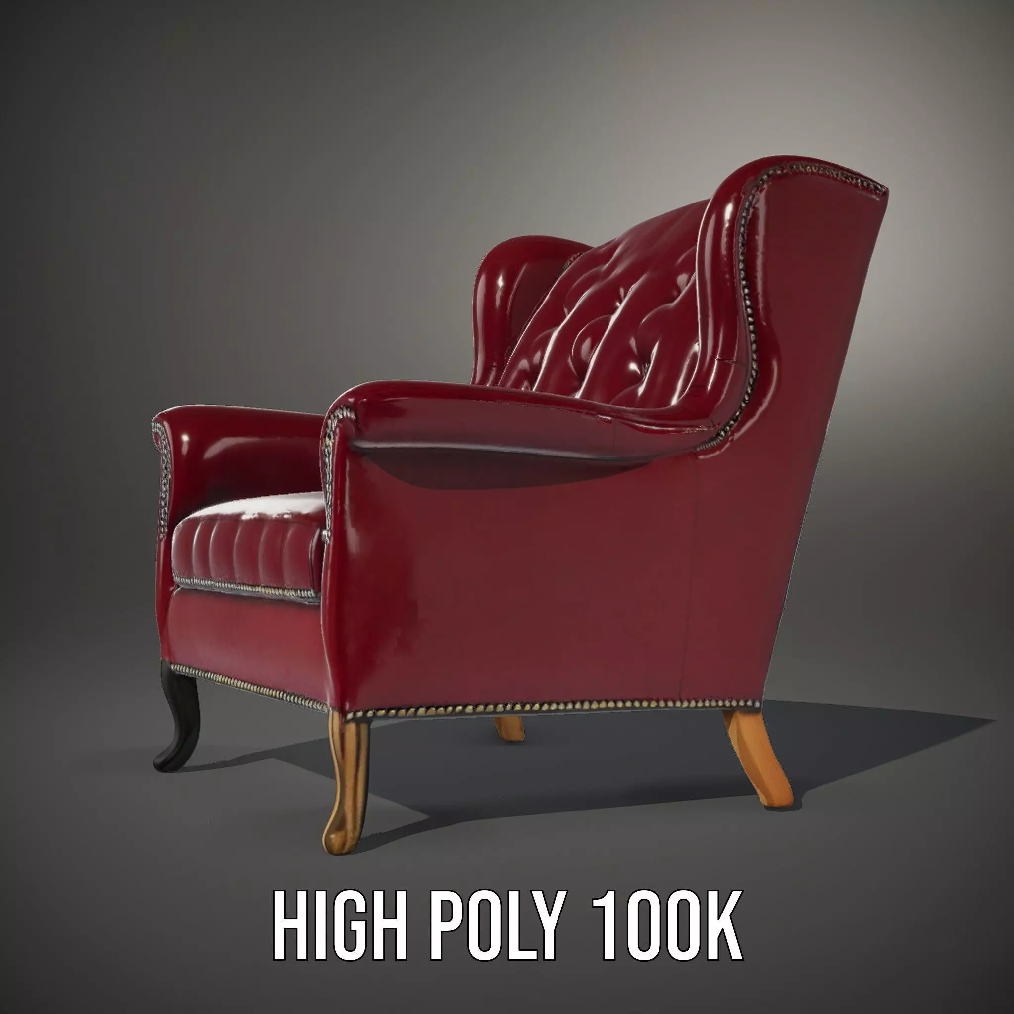 Elegant Burgundy Armchair model pack Low-poly 3D model_10