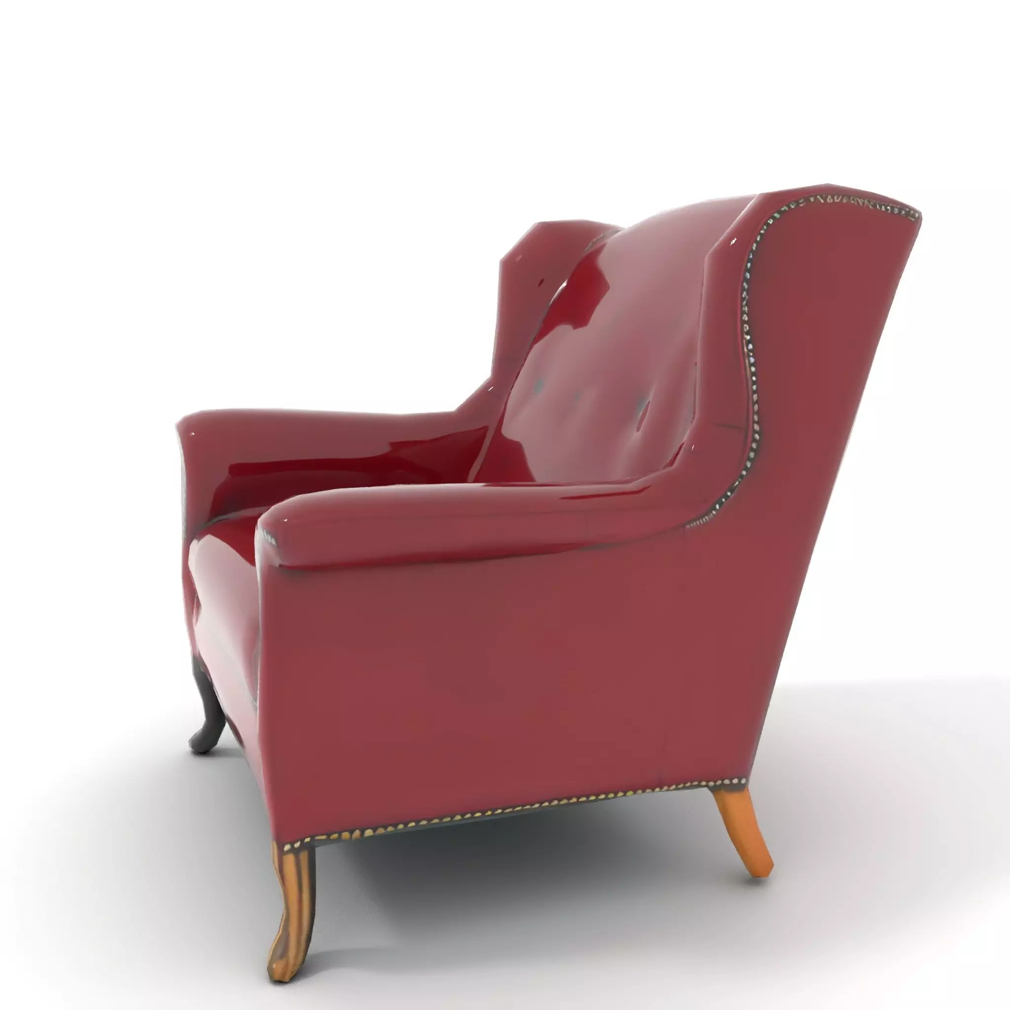 Elegant Burgundy Armchair model pack Low-poly 3D model_7
