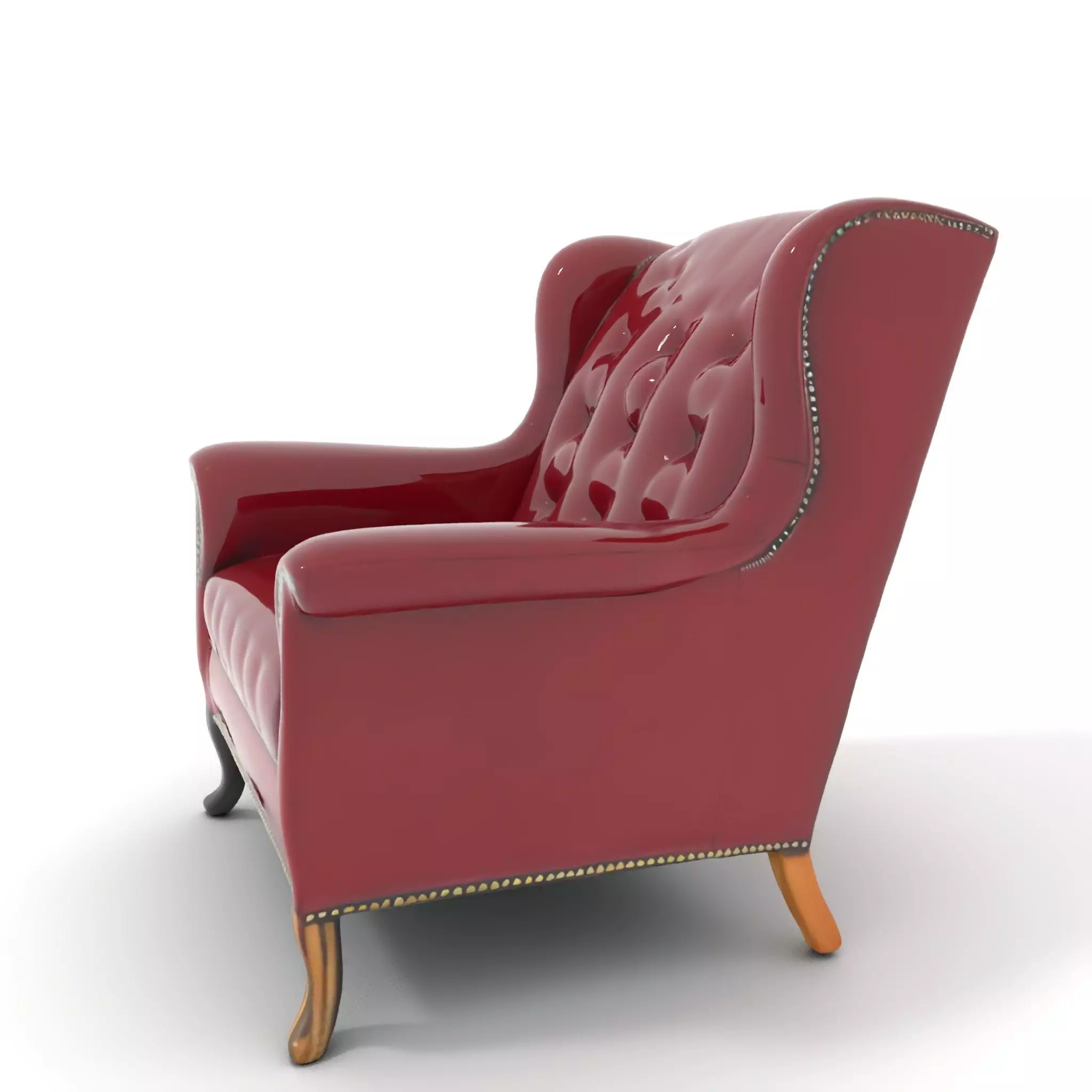 Elegant Burgundy Armchair model pack Low-poly 3D model_0
