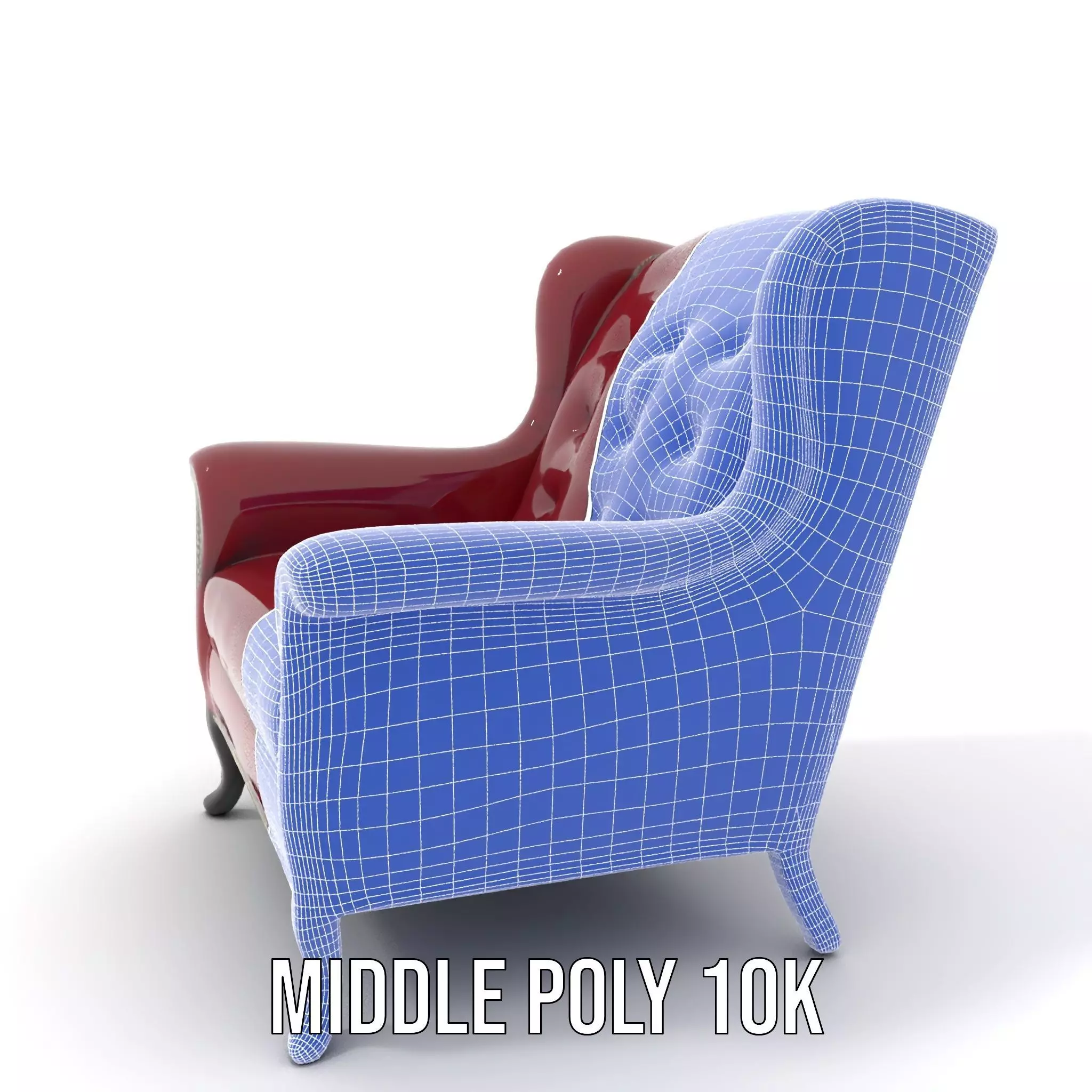 Elegant Burgundy Armchair model pack Low-poly 3D model_27