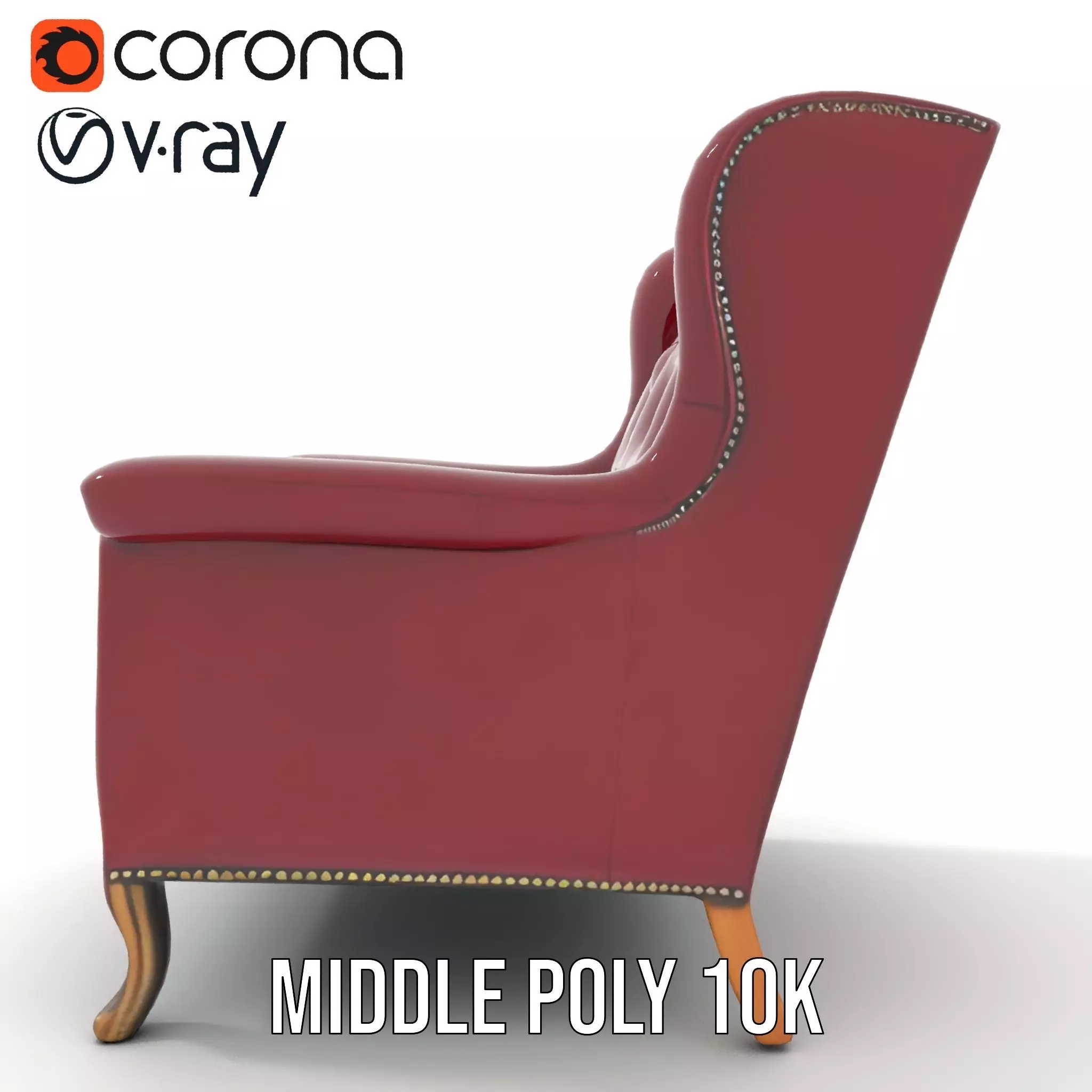 Elegant Burgundy Armchair model pack Low-poly 3D model_13