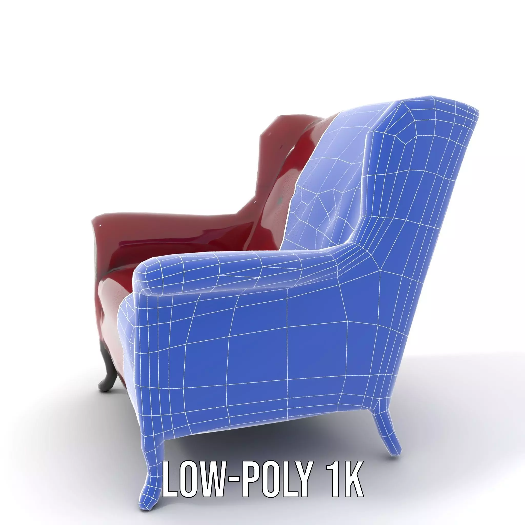 Elegant Burgundy Armchair model pack Low-poly 3D model_30