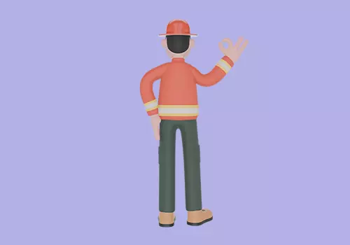 Stylized 3D Firefighter Character OK Gesture - Cartoon Fireman 3D model_4