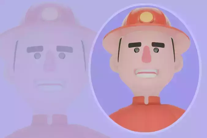 Stylized 3D Firefighter Character OK Gesture - Cartoon Fireman