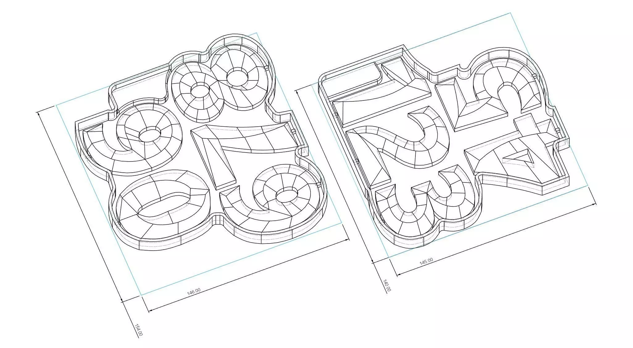 3D Printable Mold Set Curved Numbers 65mm 3D print model_1