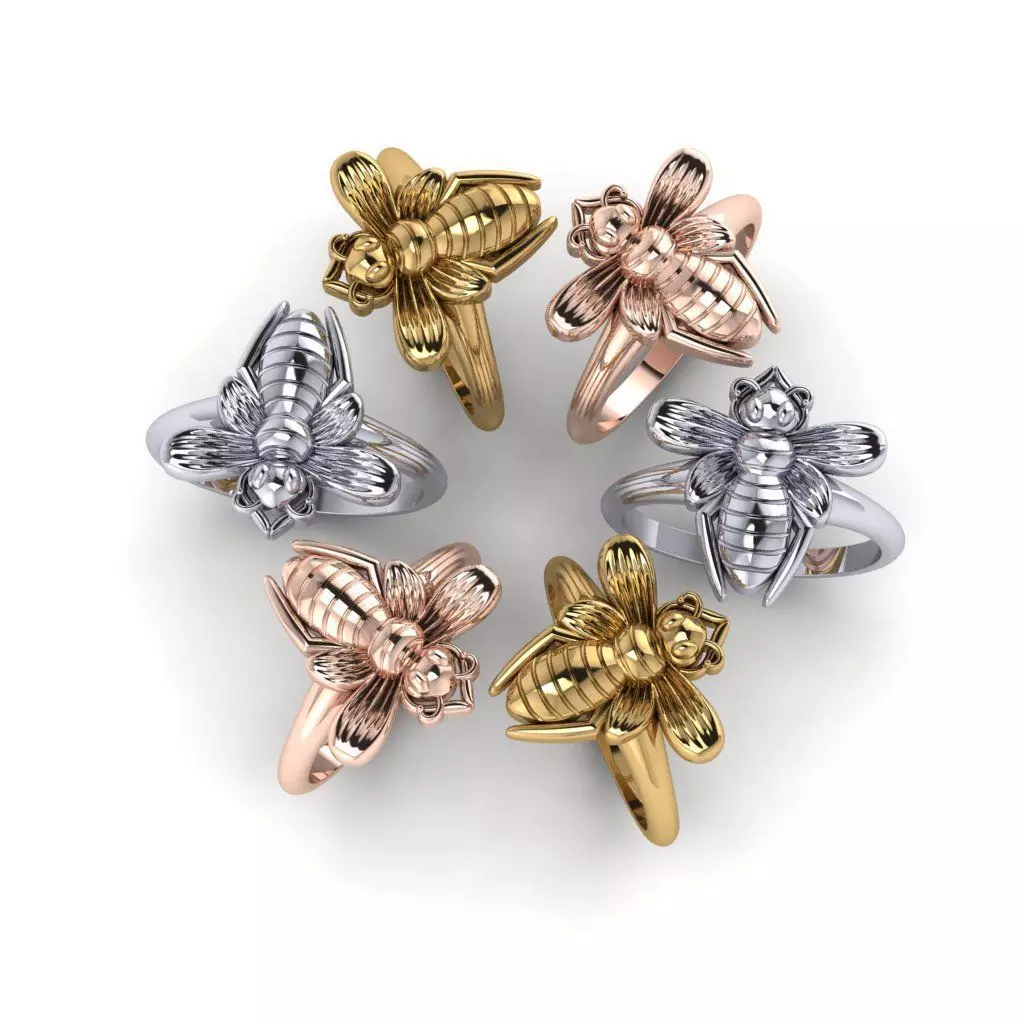 Golden Fly Ring Size 55 3D ready to print 3D print model_5