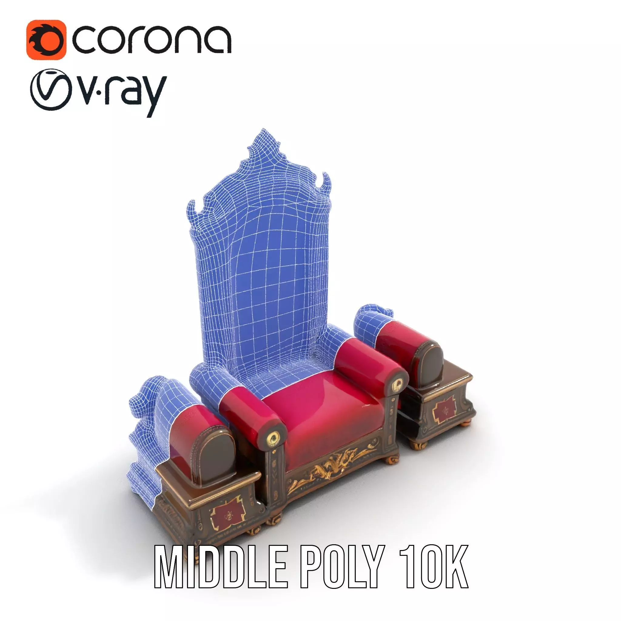 Royal Red Throne model pack Low-poly 3D model_15