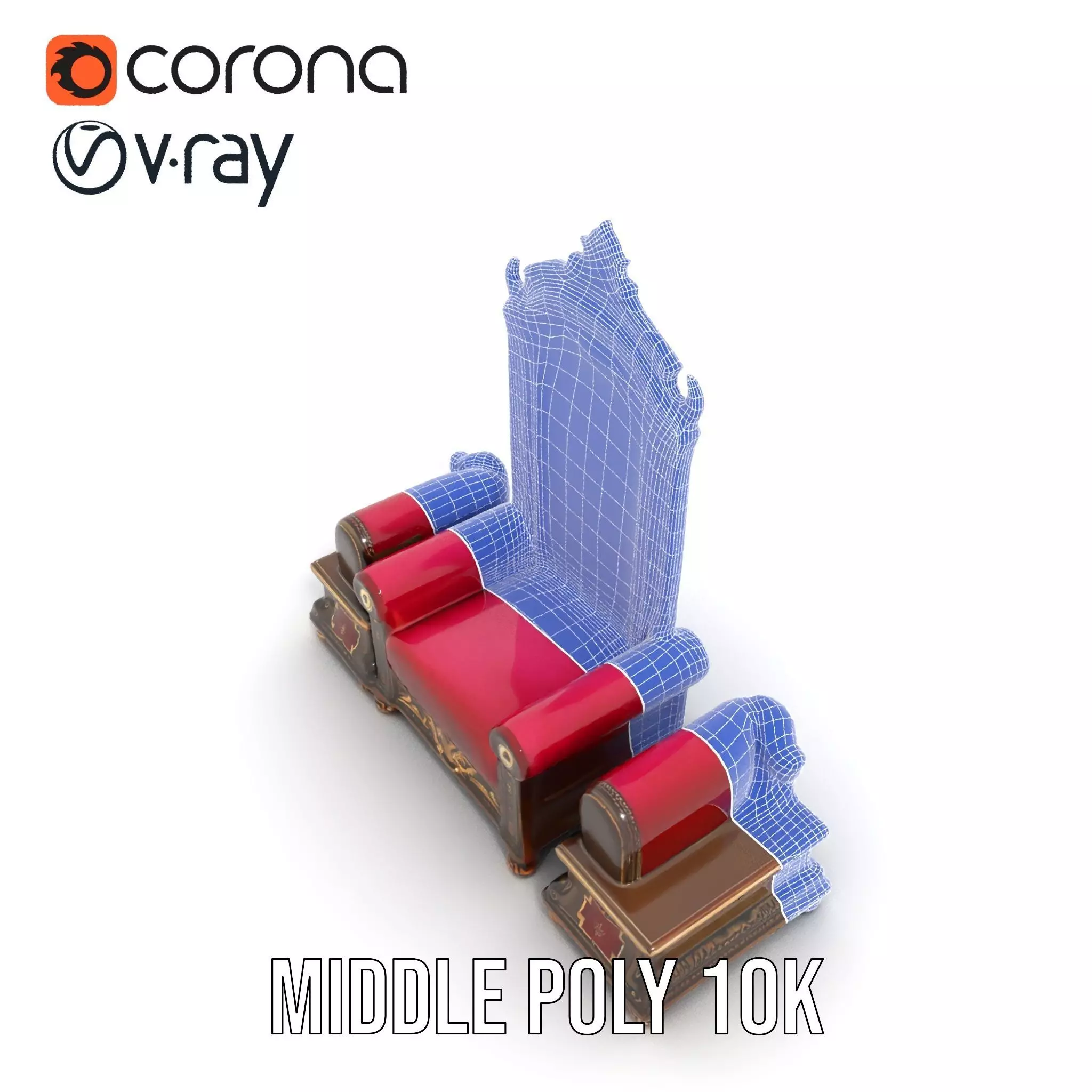 Royal Red Throne model pack Low-poly 3D model_26