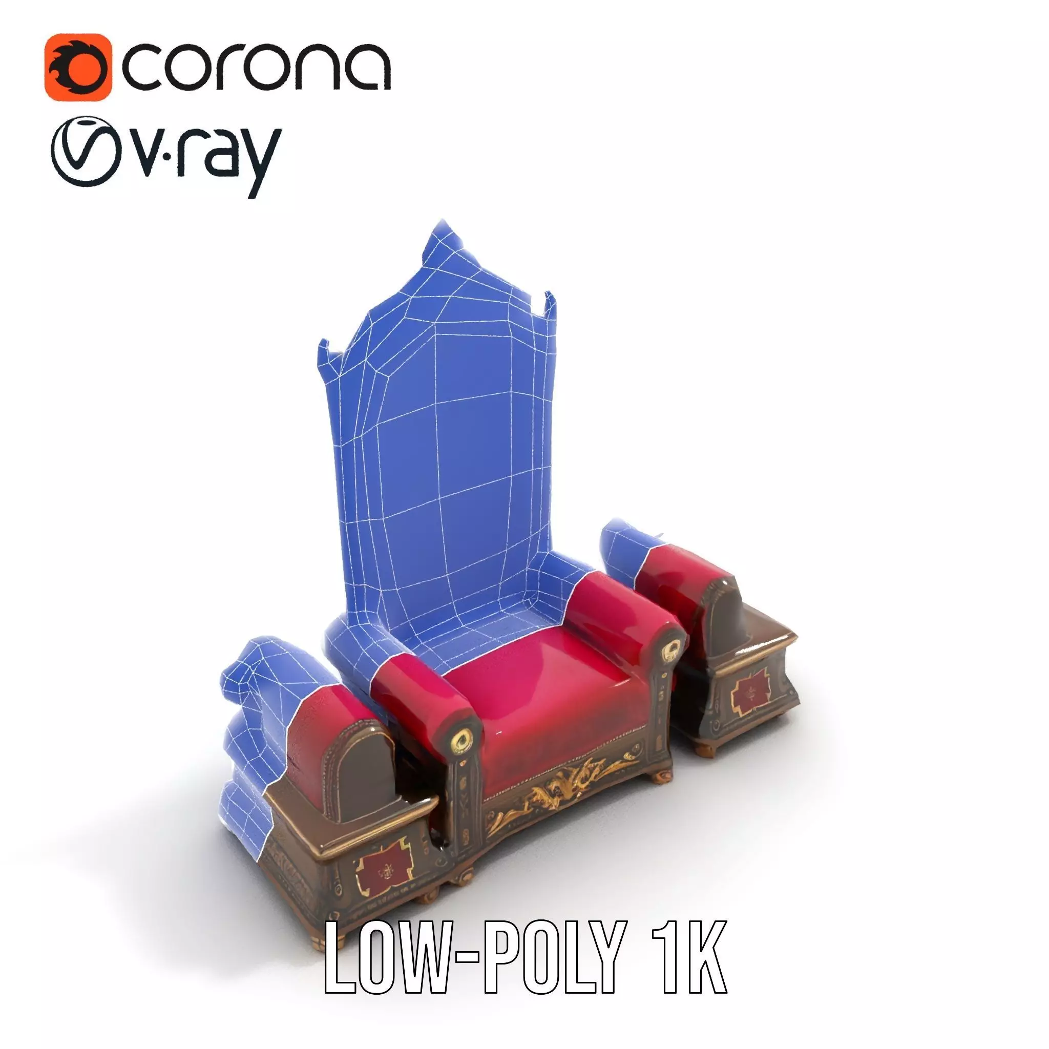 Royal Red Throne model pack Low-poly 3D model_24