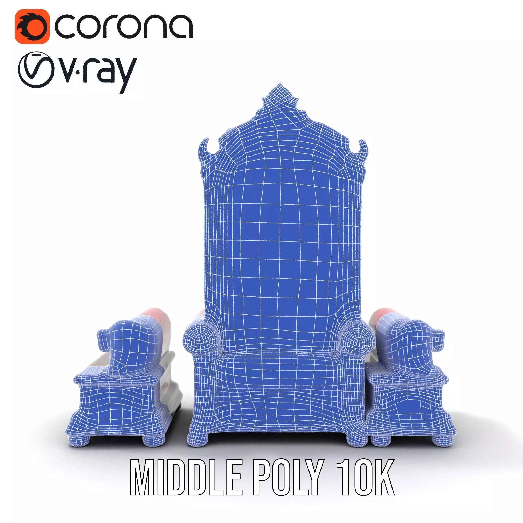 Royal Red Throne model pack Low-poly 3D model_29