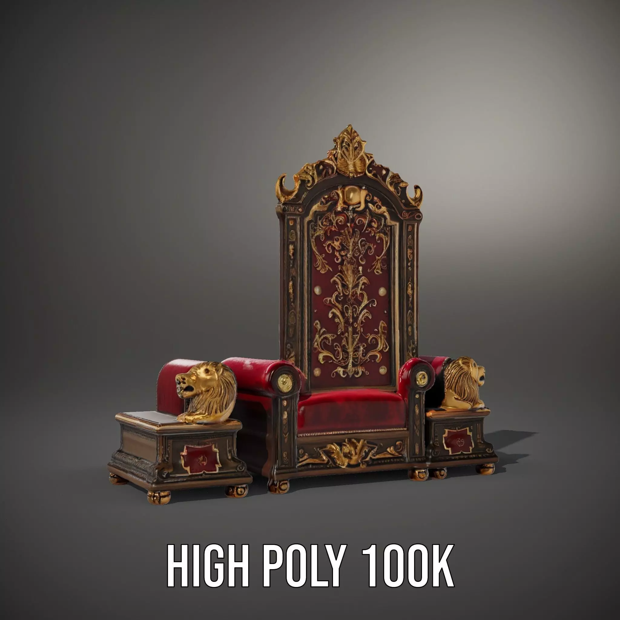 Royal Red Throne model pack Low-poly 3D model_10