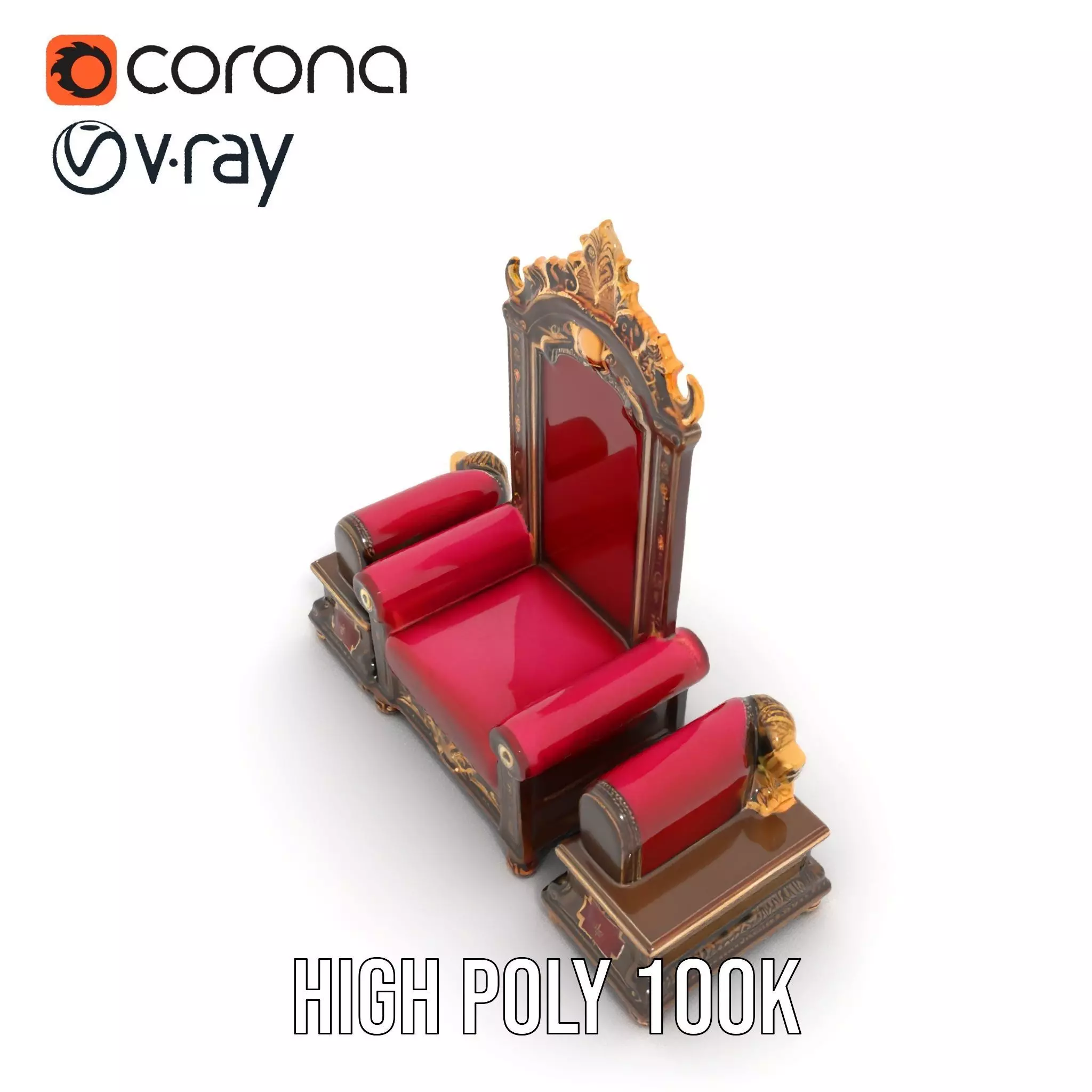 Royal Red Throne model pack Low-poly 3D model_28