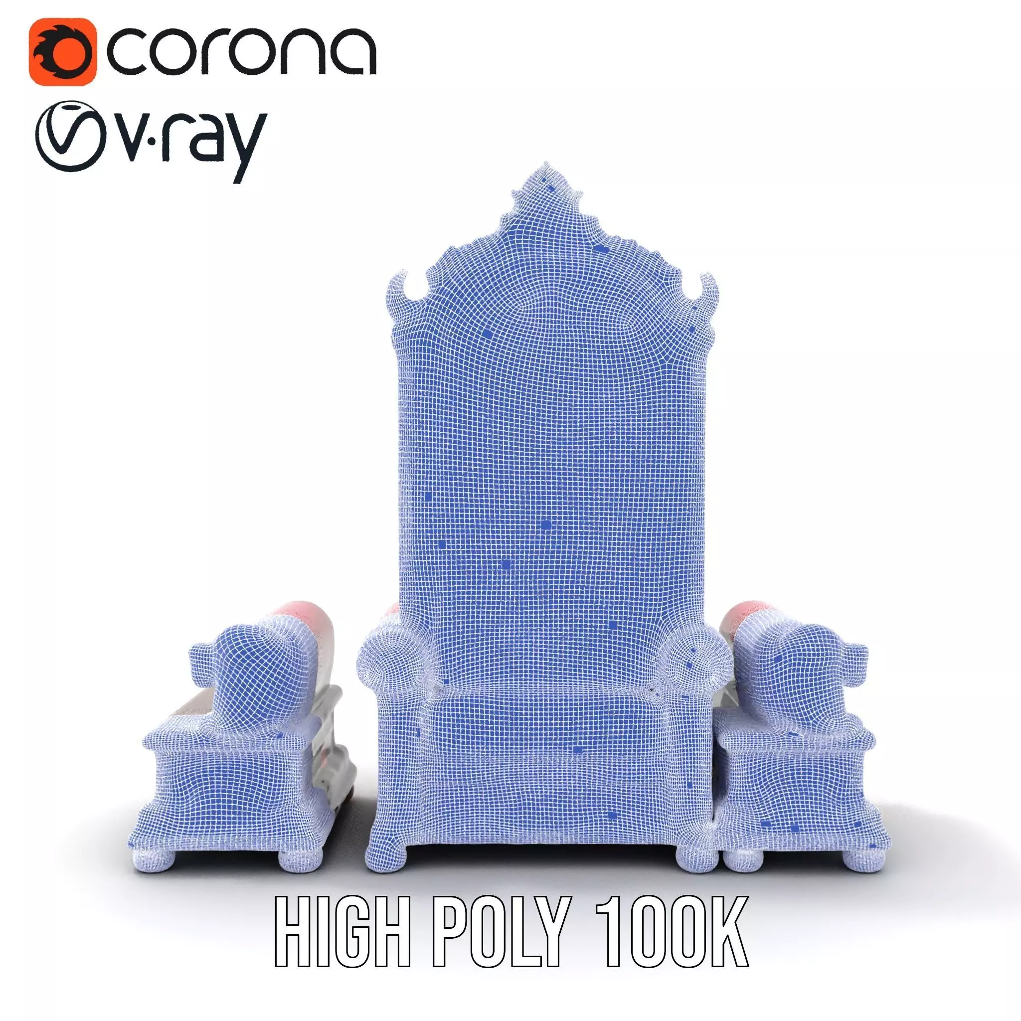 Royal Red Throne model pack Low-poly 3D model_34
