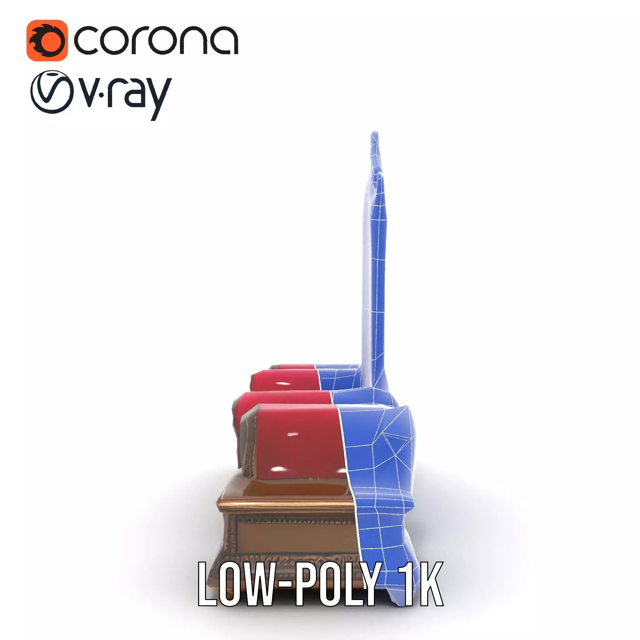 Royal Red Throne model pack Low-poly 3D model_19