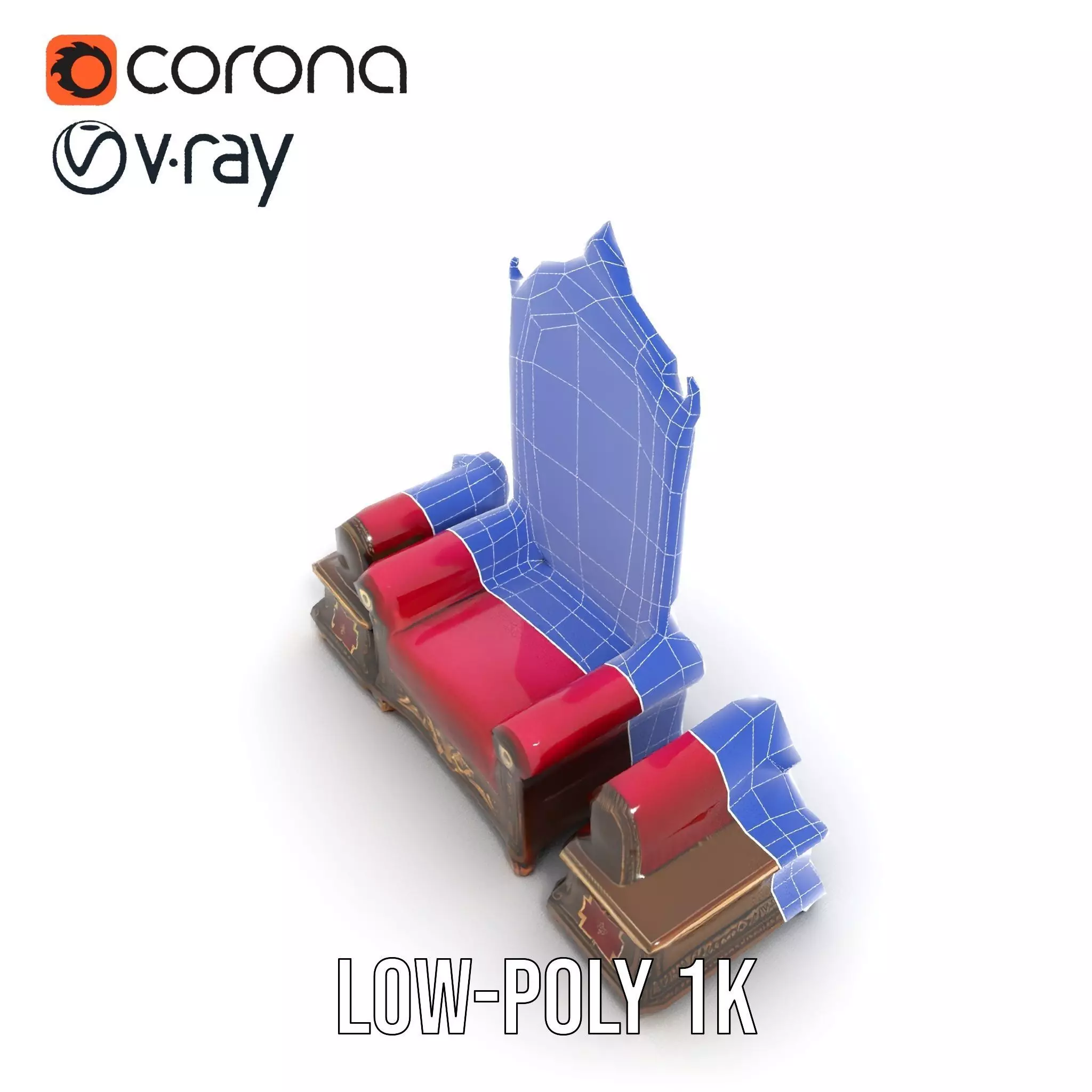 Royal Red Throne model pack Low-poly 3D model_30