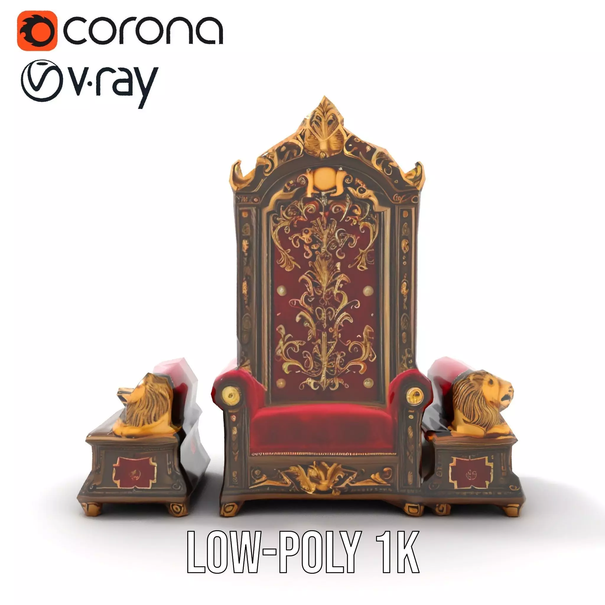 Royal Red Throne model pack Low-poly 3D model_16