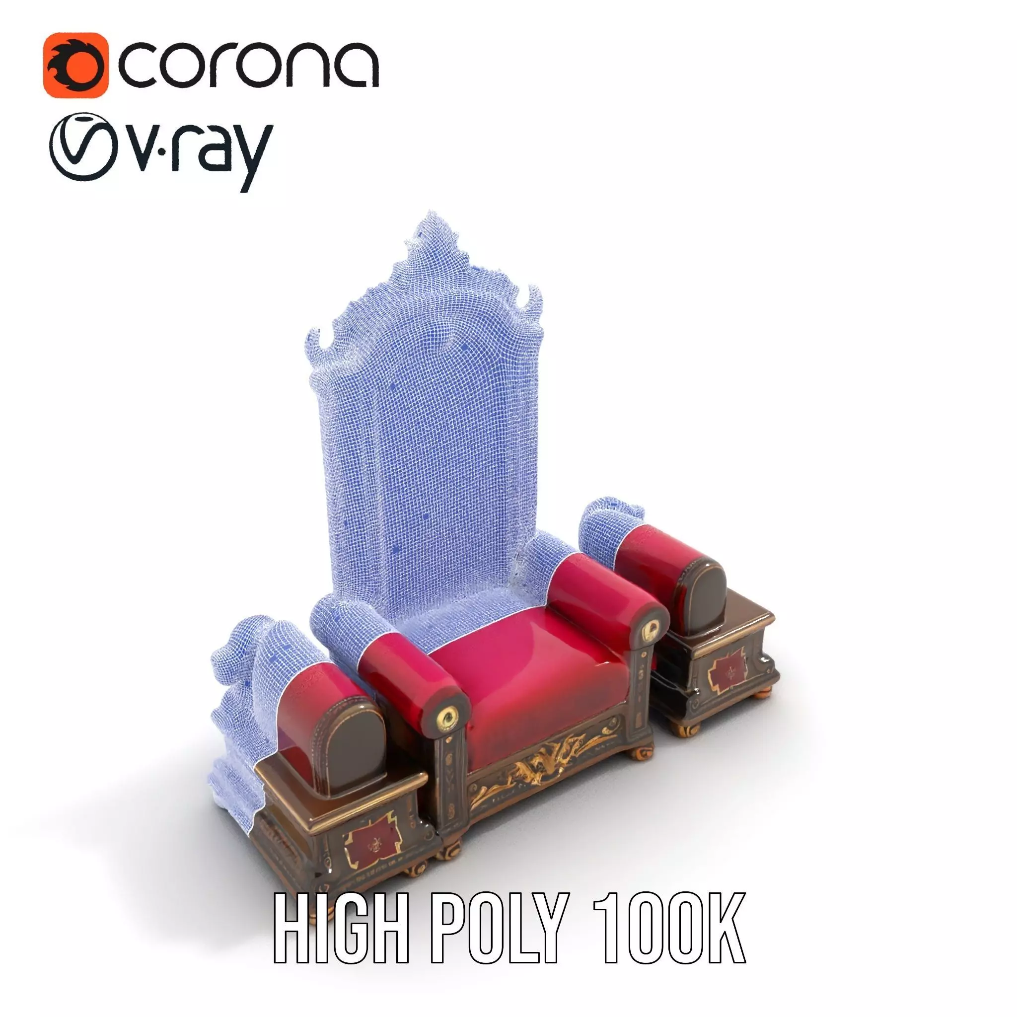 Royal Red Throne model pack Low-poly 3D model_31