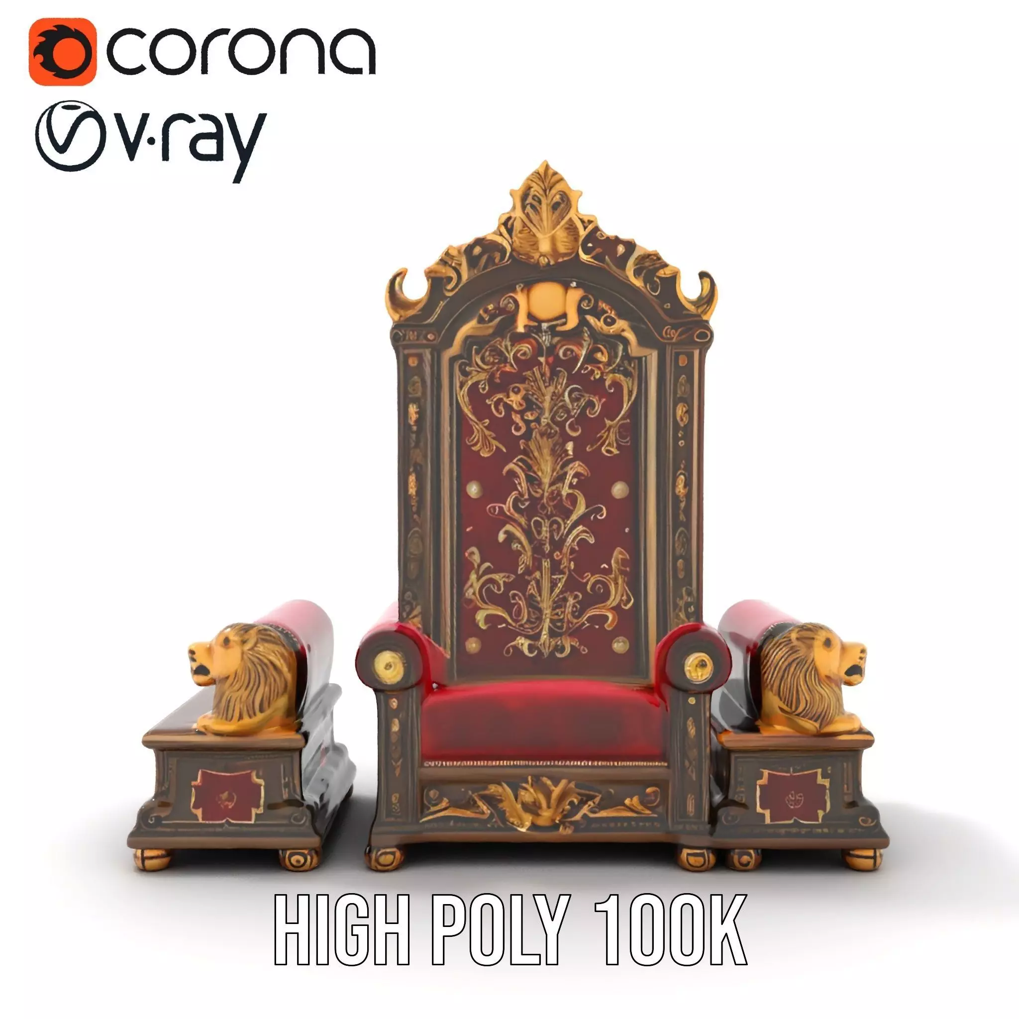 Royal Red Throne model pack Low-poly 3D model_22