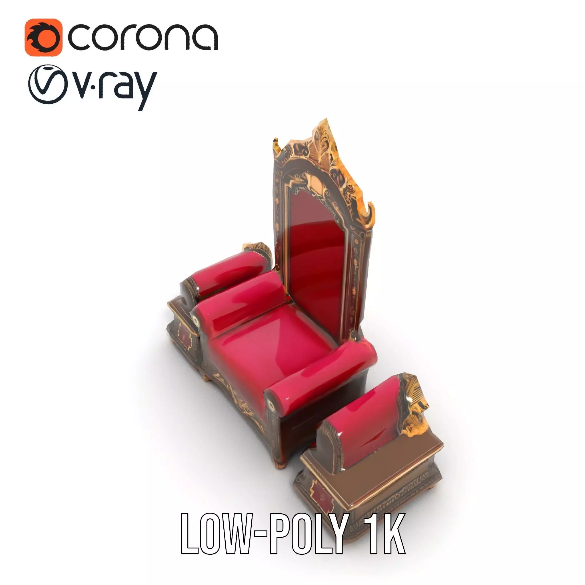 Royal Red Throne model pack Low-poly 3D model_7