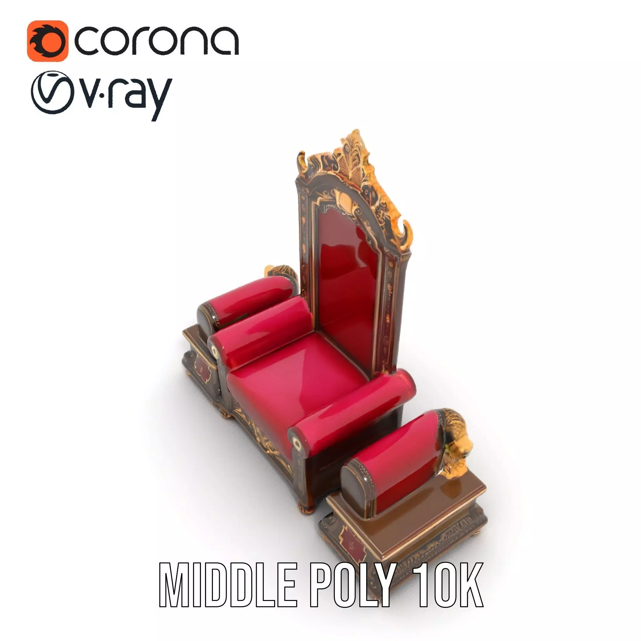 Royal Red Throne model pack Low-poly 3D model_6