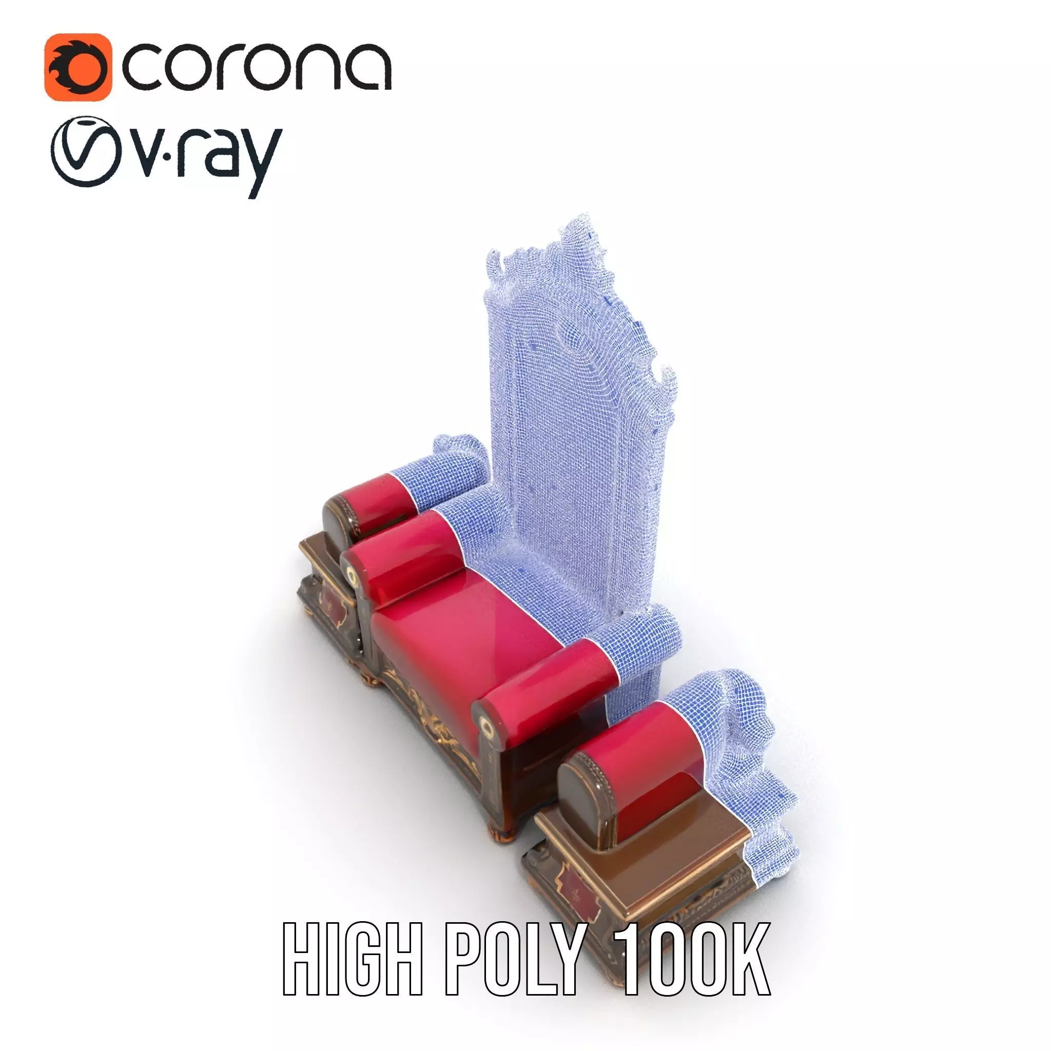 Royal Red Throne model pack Low-poly 3D model_33