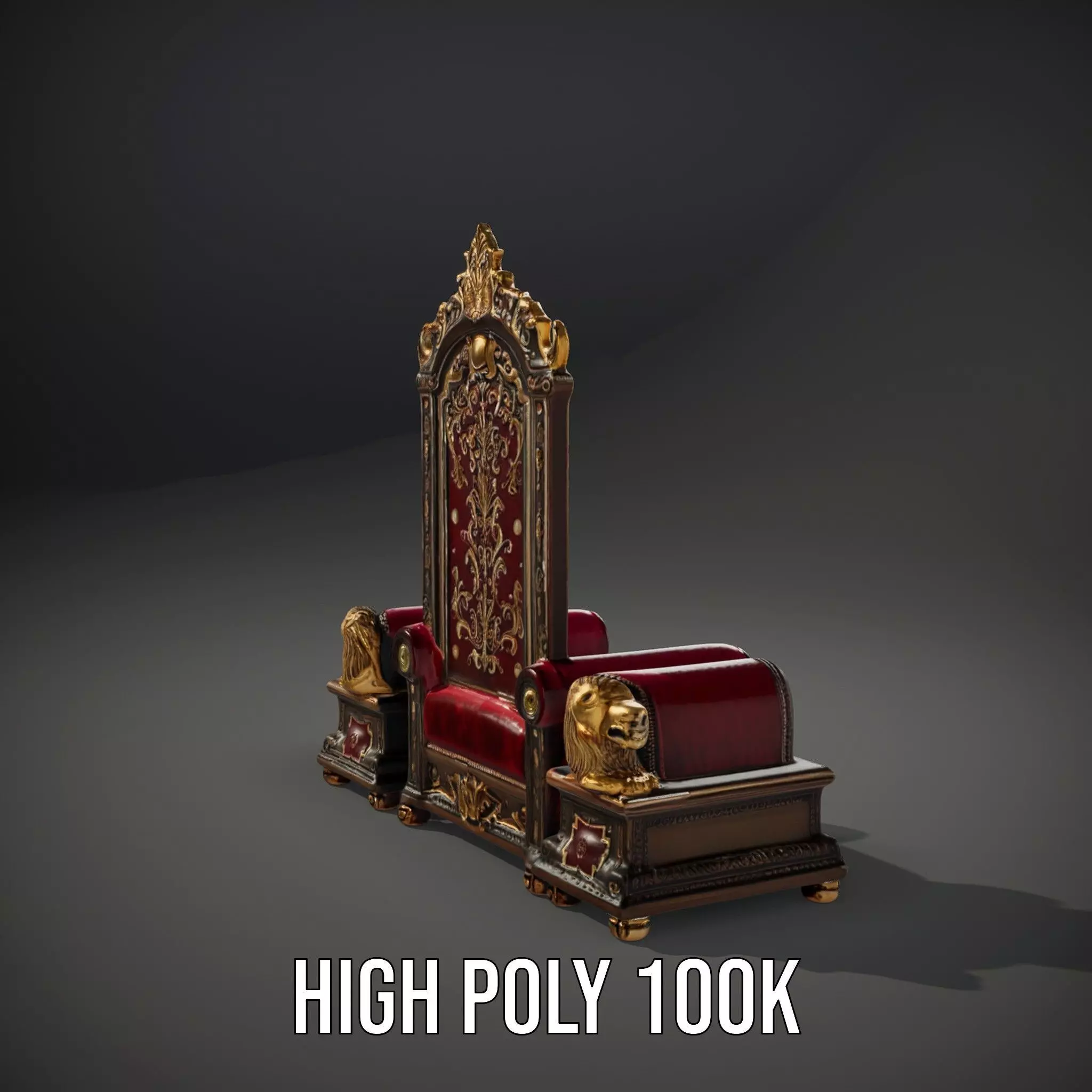 Royal Red Throne model pack Low-poly 3D model_8