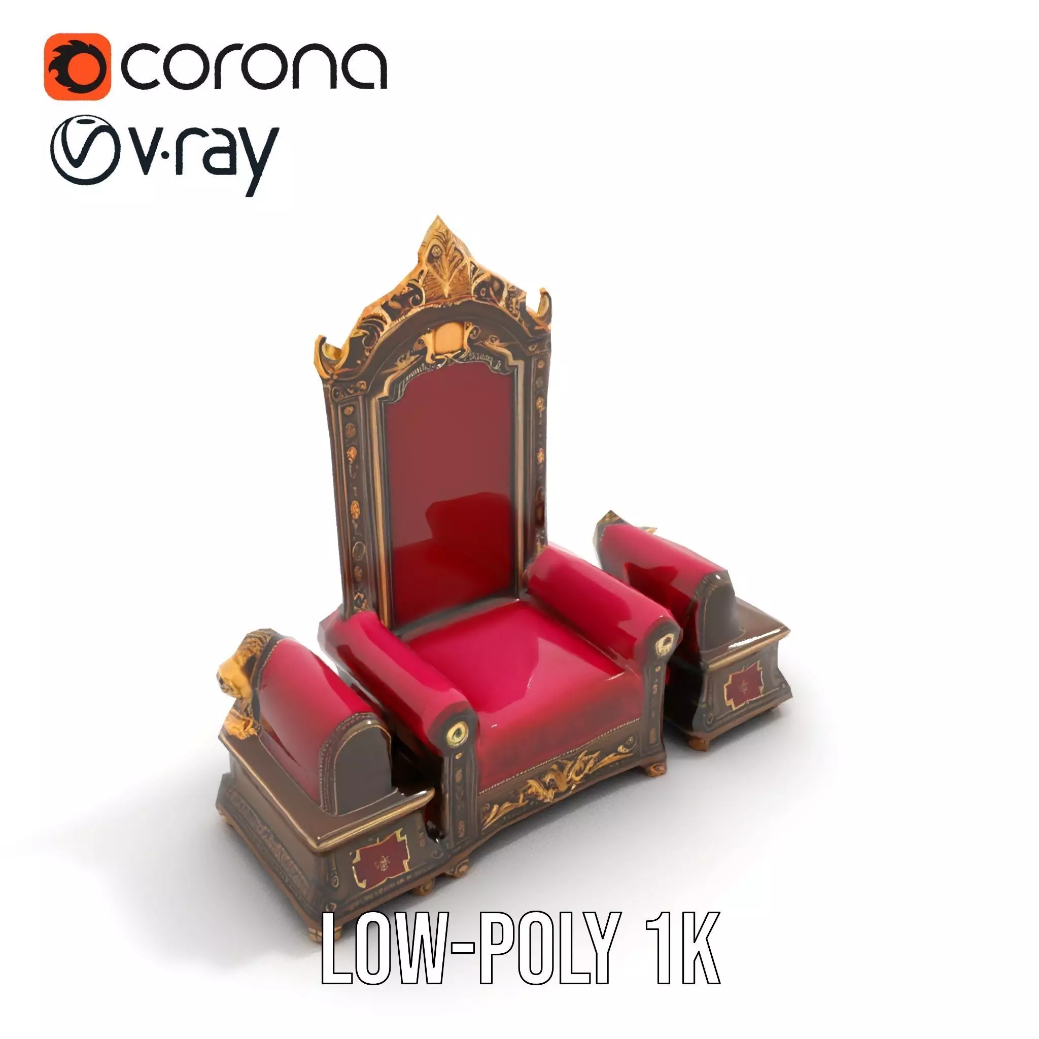 Royal Red Throne model pack Low-poly 3D model_14