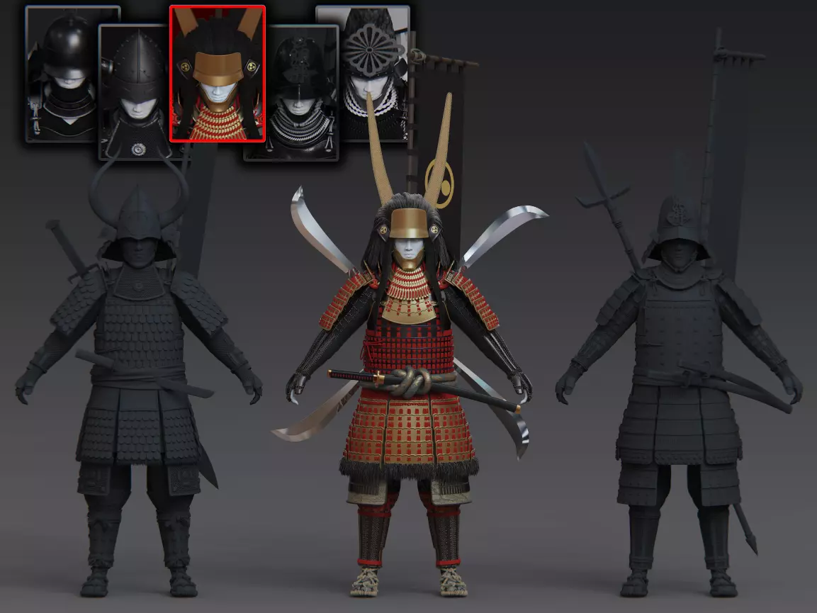 06-ancient japanese armor 3D model_7