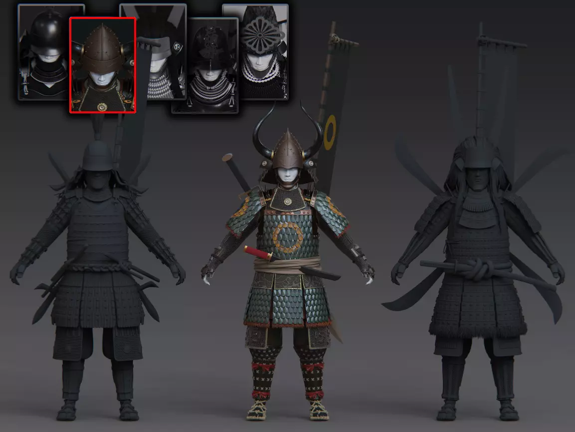 06-ancient japanese armor 3D model_4