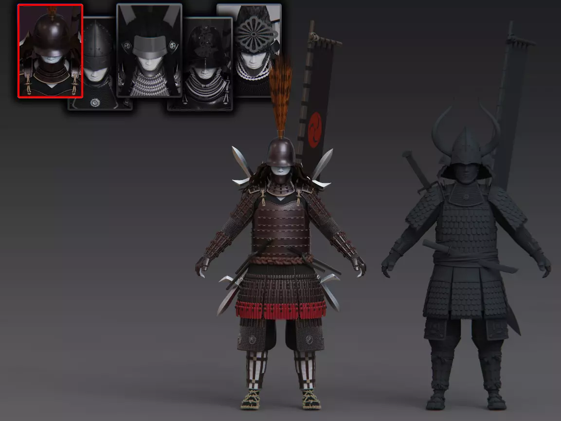 06-ancient japanese armor 3D model_1