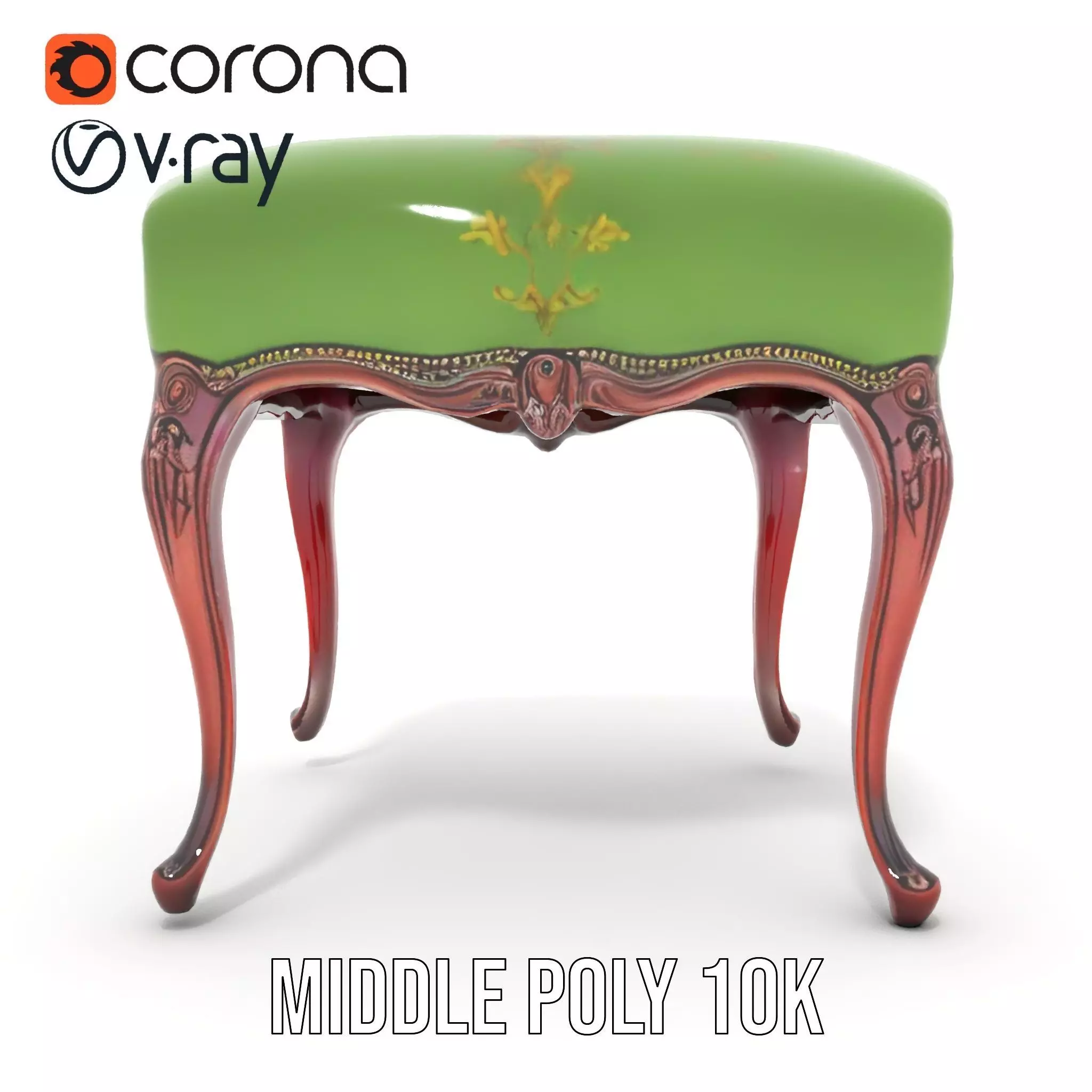 Elegant Green Ottoman model pack Low-poly 3D model_24