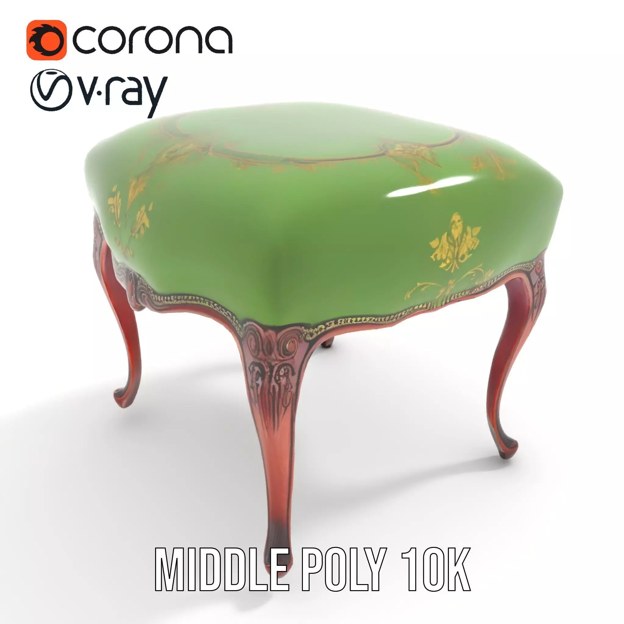 Elegant Green Ottoman model pack Low-poly 3D model_13