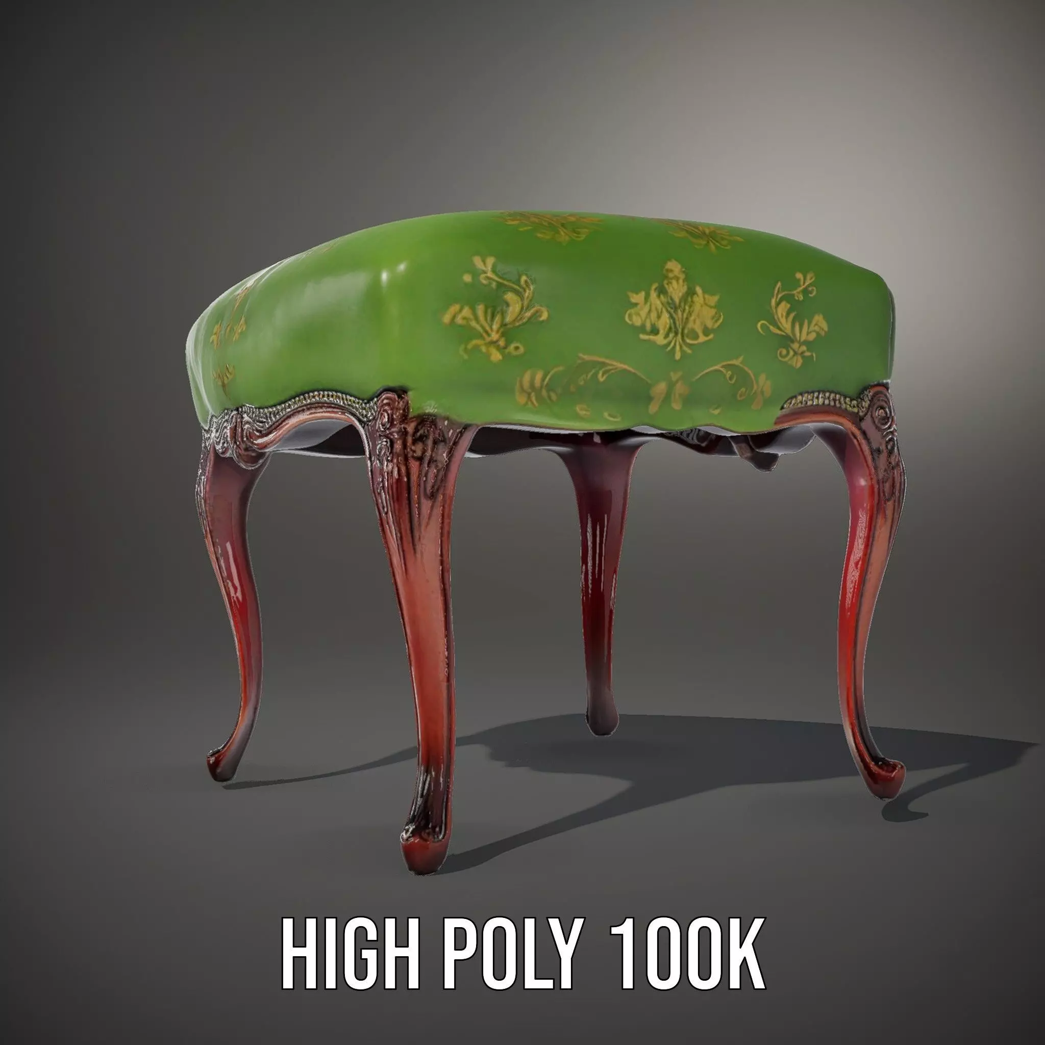 Elegant Green Ottoman model pack Low-poly 3D model_9
