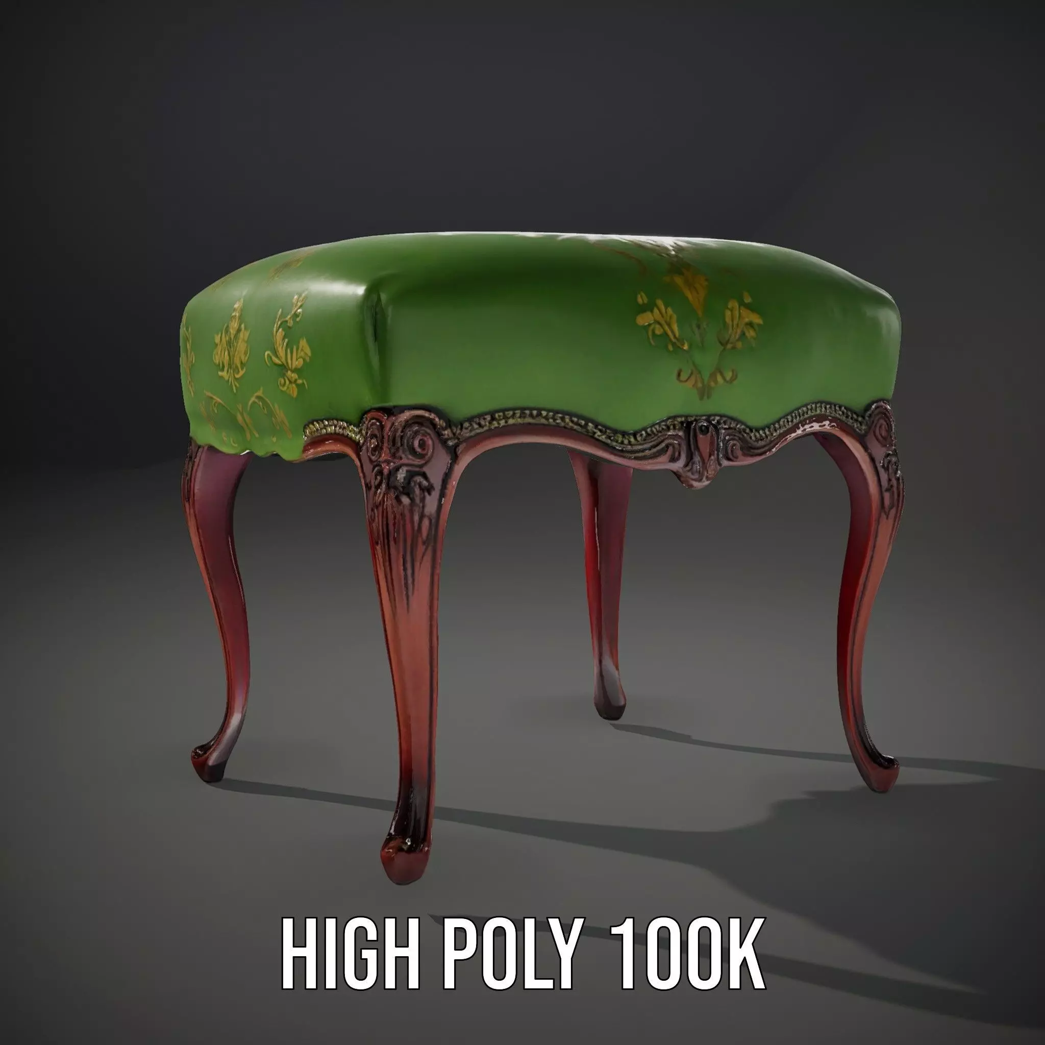 Elegant Green Ottoman model pack Low-poly 3D model_12