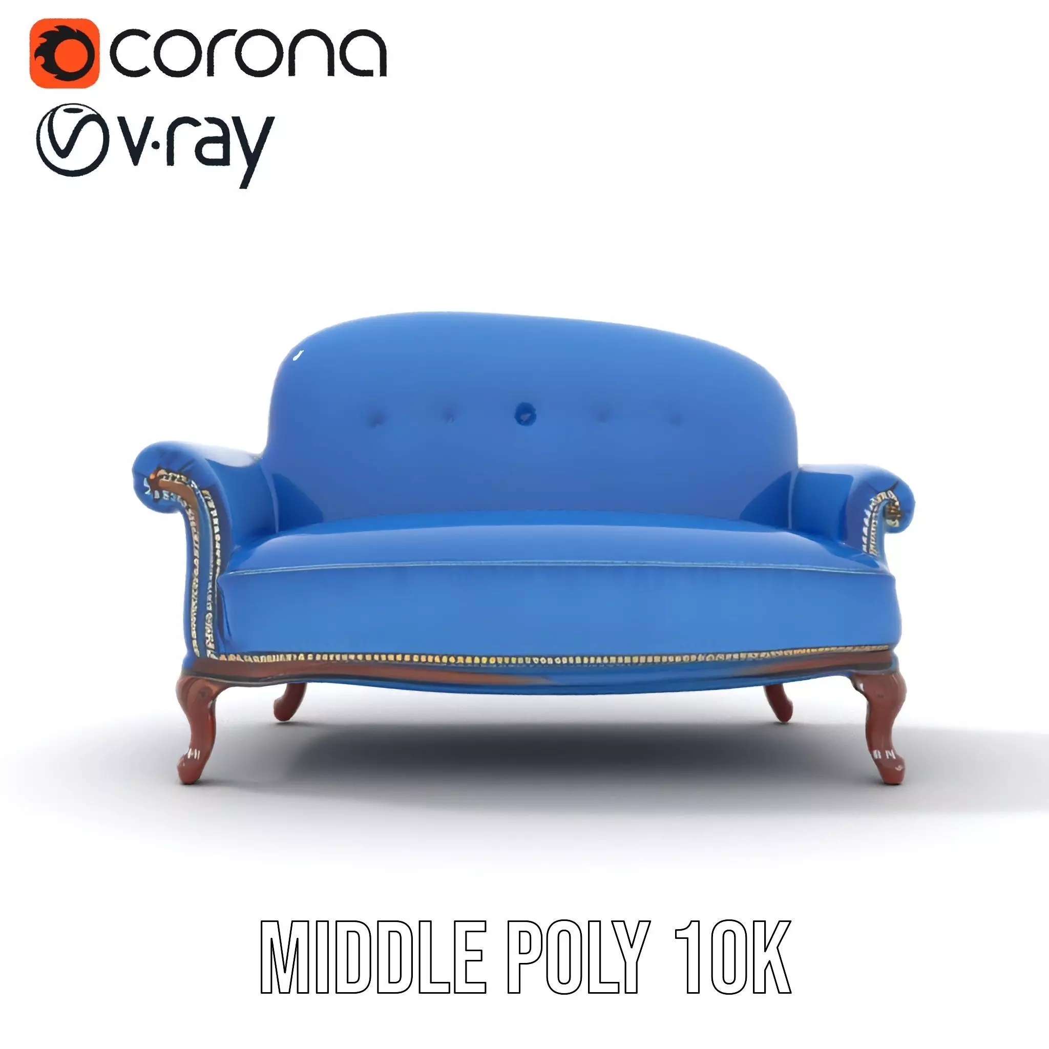Elegant Blue Sofa model pack Low-poly 3D model_16