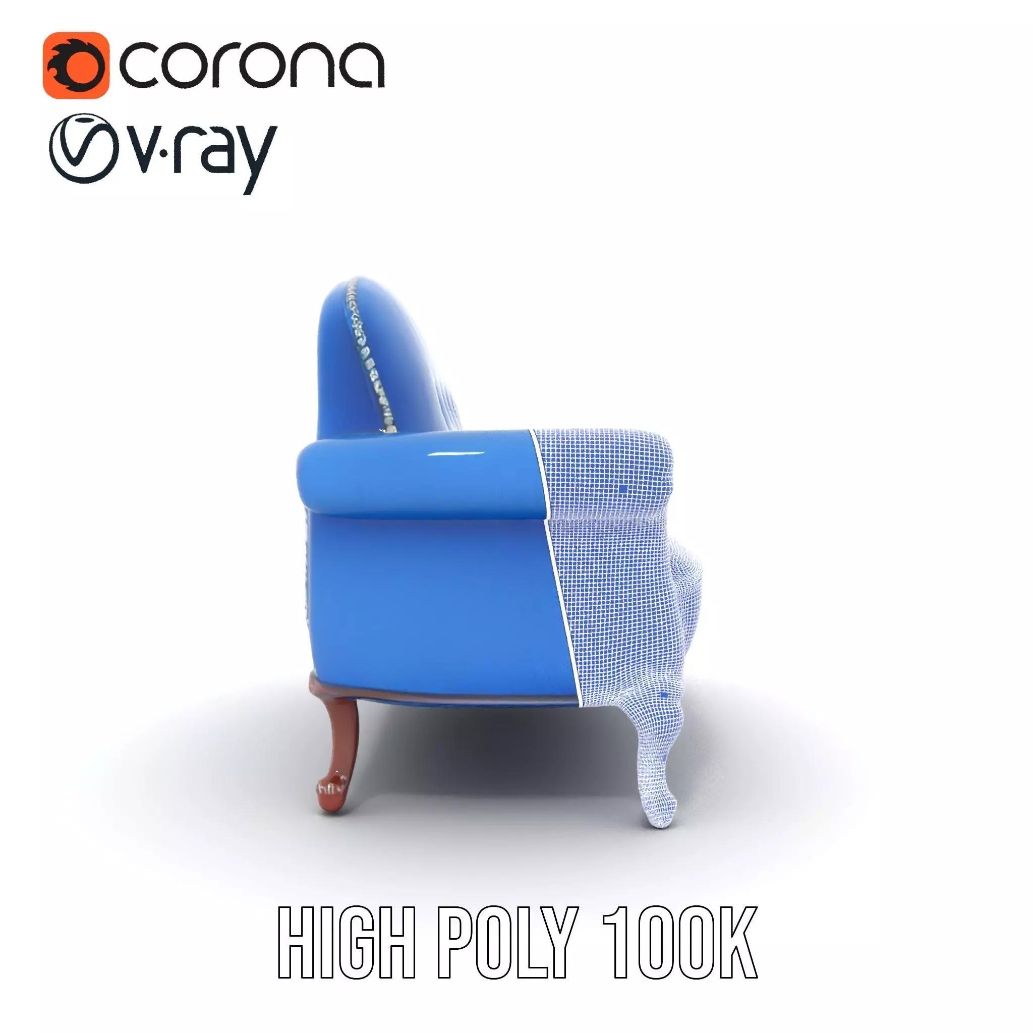 Elegant Blue Sofa model pack Low-poly 3D model_32