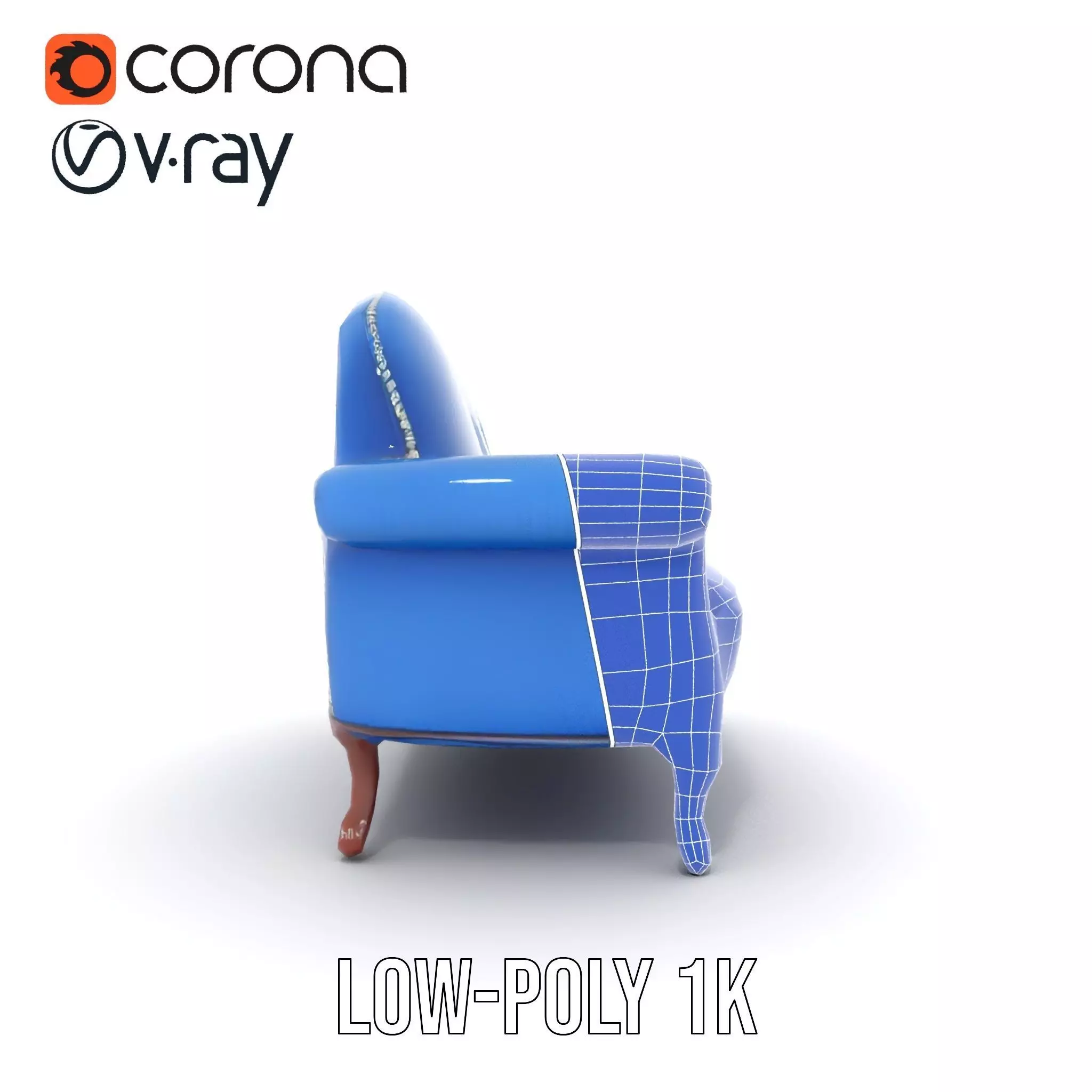 Elegant Blue Sofa model pack Low-poly 3D model_28