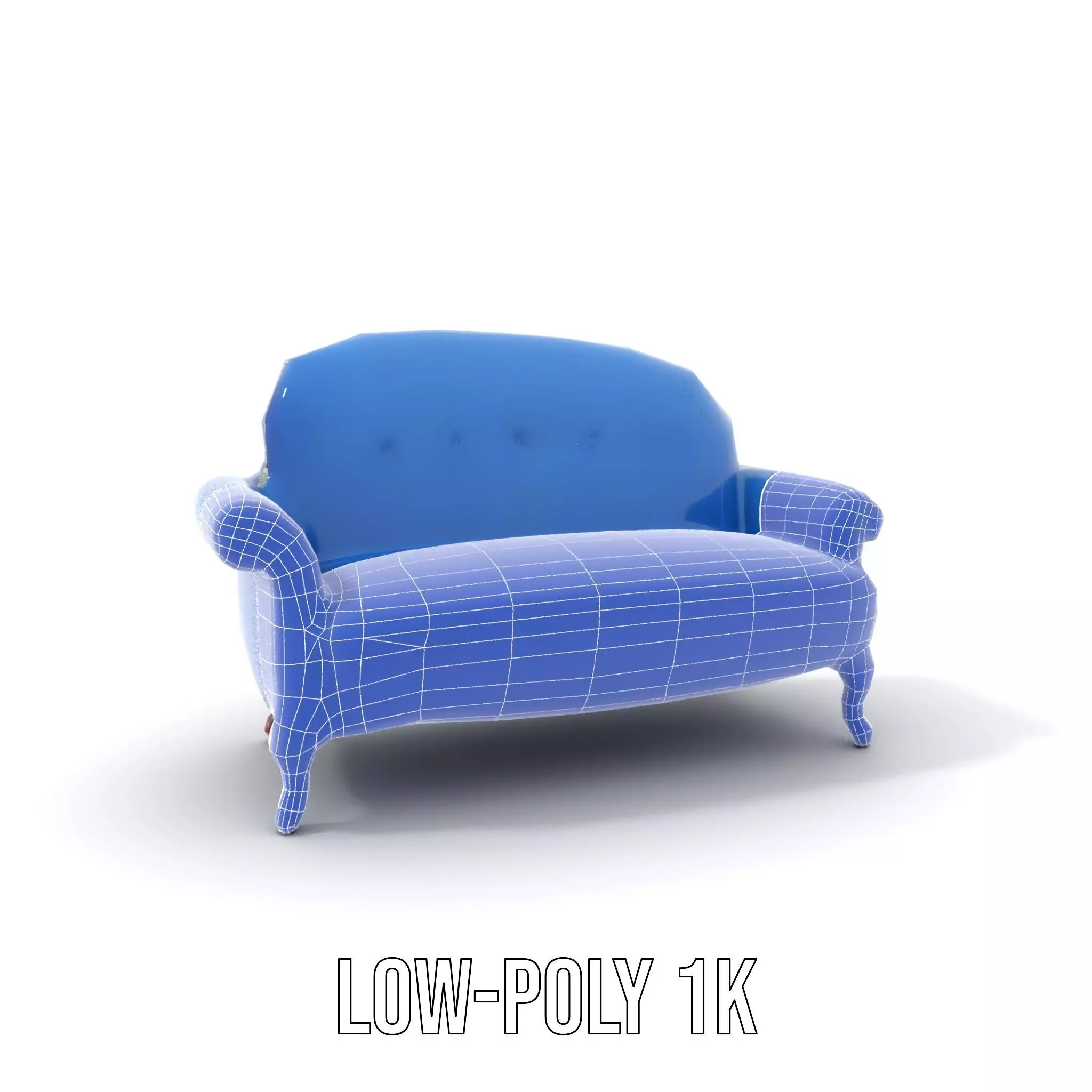 Elegant Blue Sofa model pack Low-poly 3D model_20