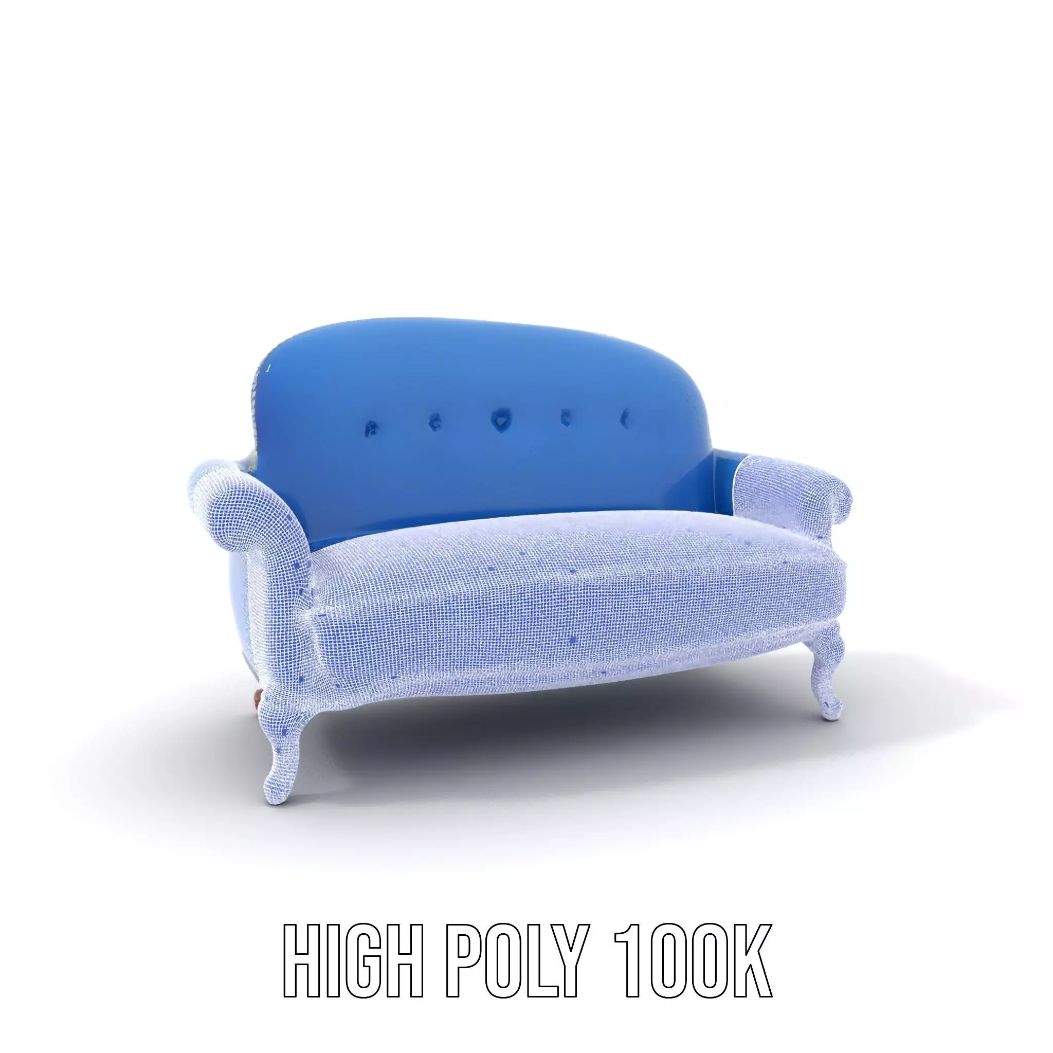 Elegant Blue Sofa model pack Low-poly 3D model_4