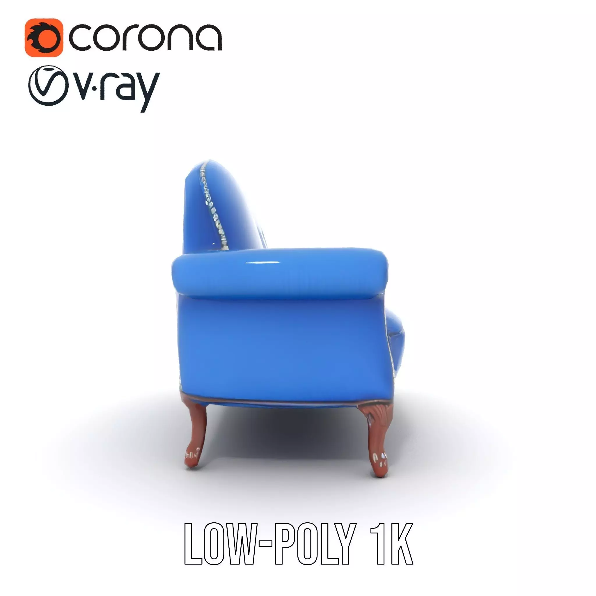 Elegant Blue Sofa model pack Low-poly 3D model_26