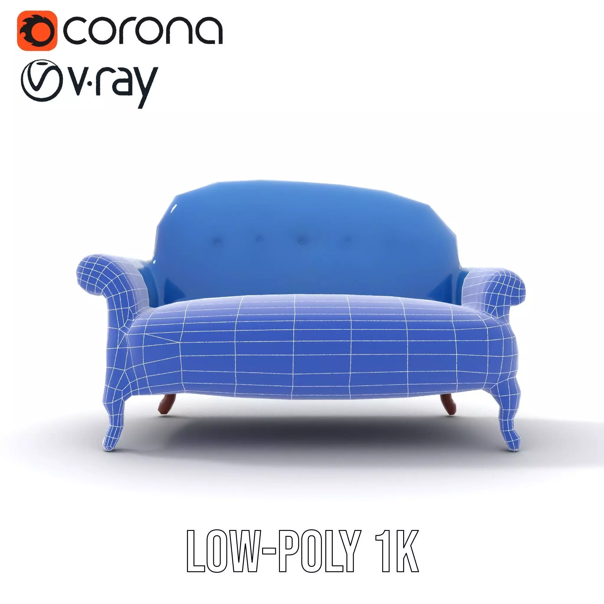 Elegant Blue Sofa model pack Low-poly 3D model_17