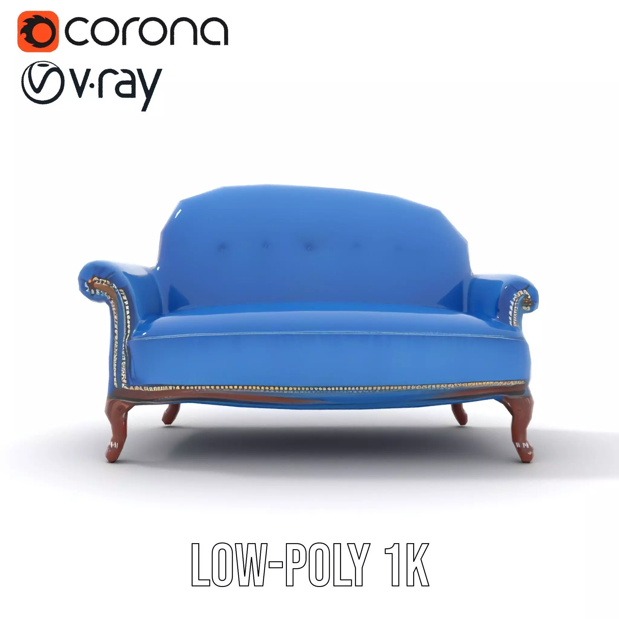 Elegant Blue Sofa model pack Low-poly 3D model_14