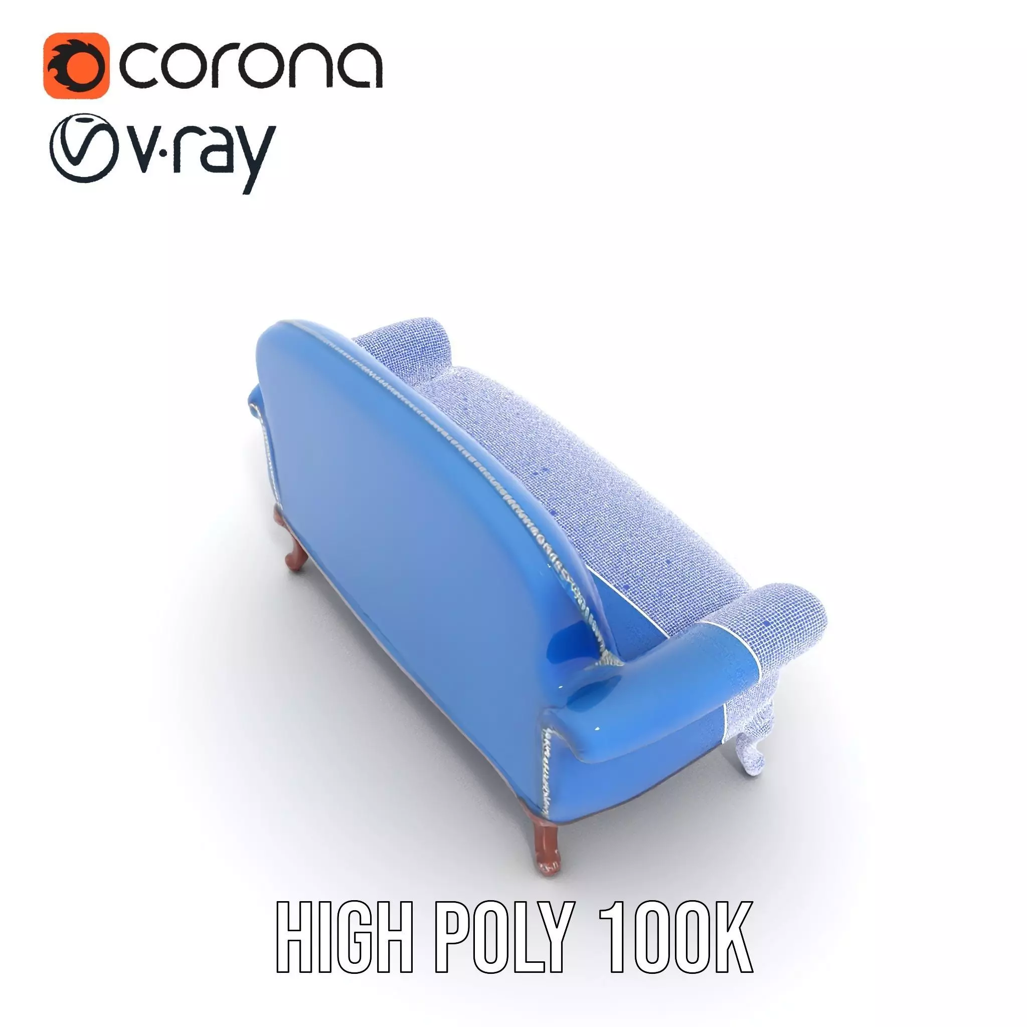 Elegant Blue Sofa model pack Low-poly 3D model_34