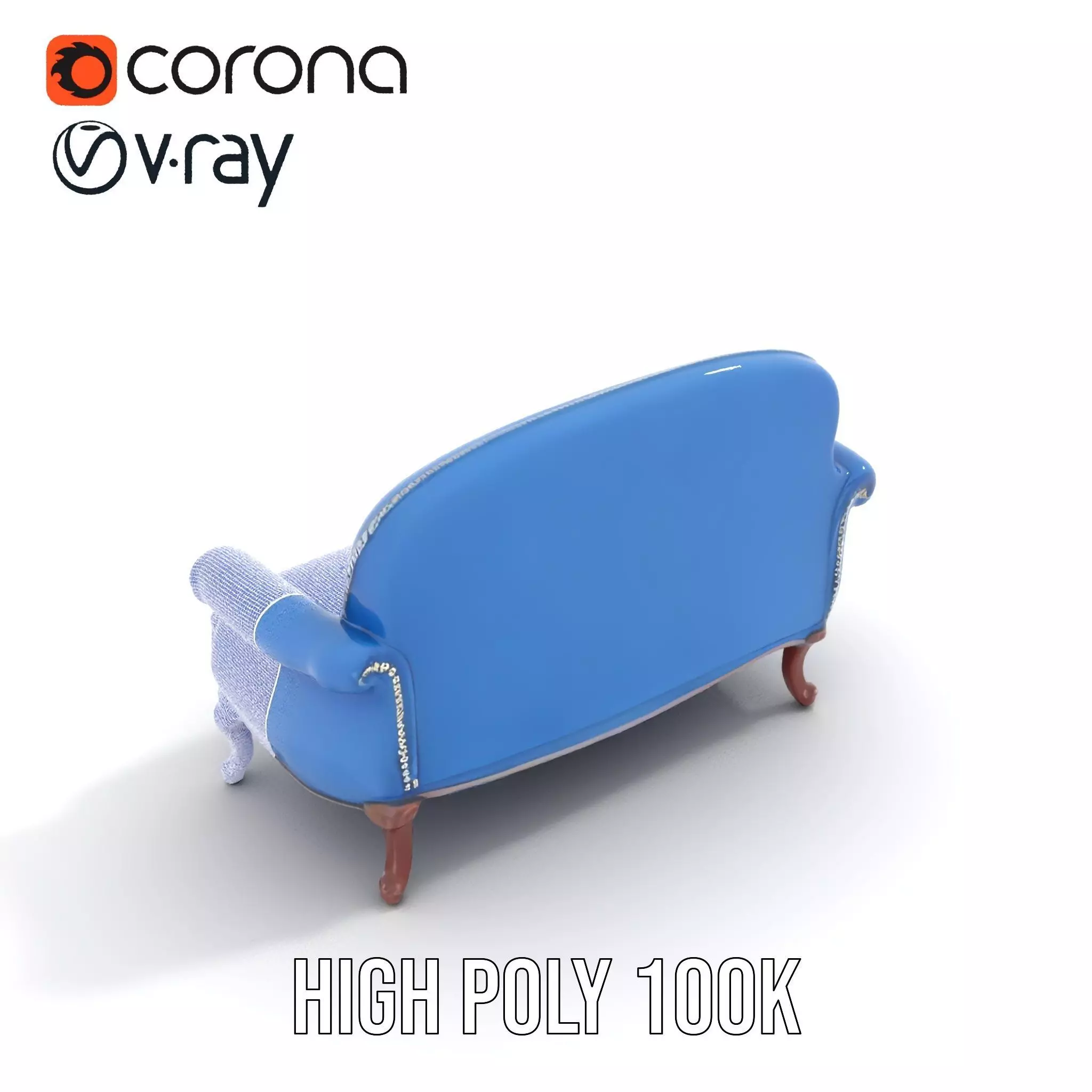 Elegant Blue Sofa model pack Low-poly 3D model_29