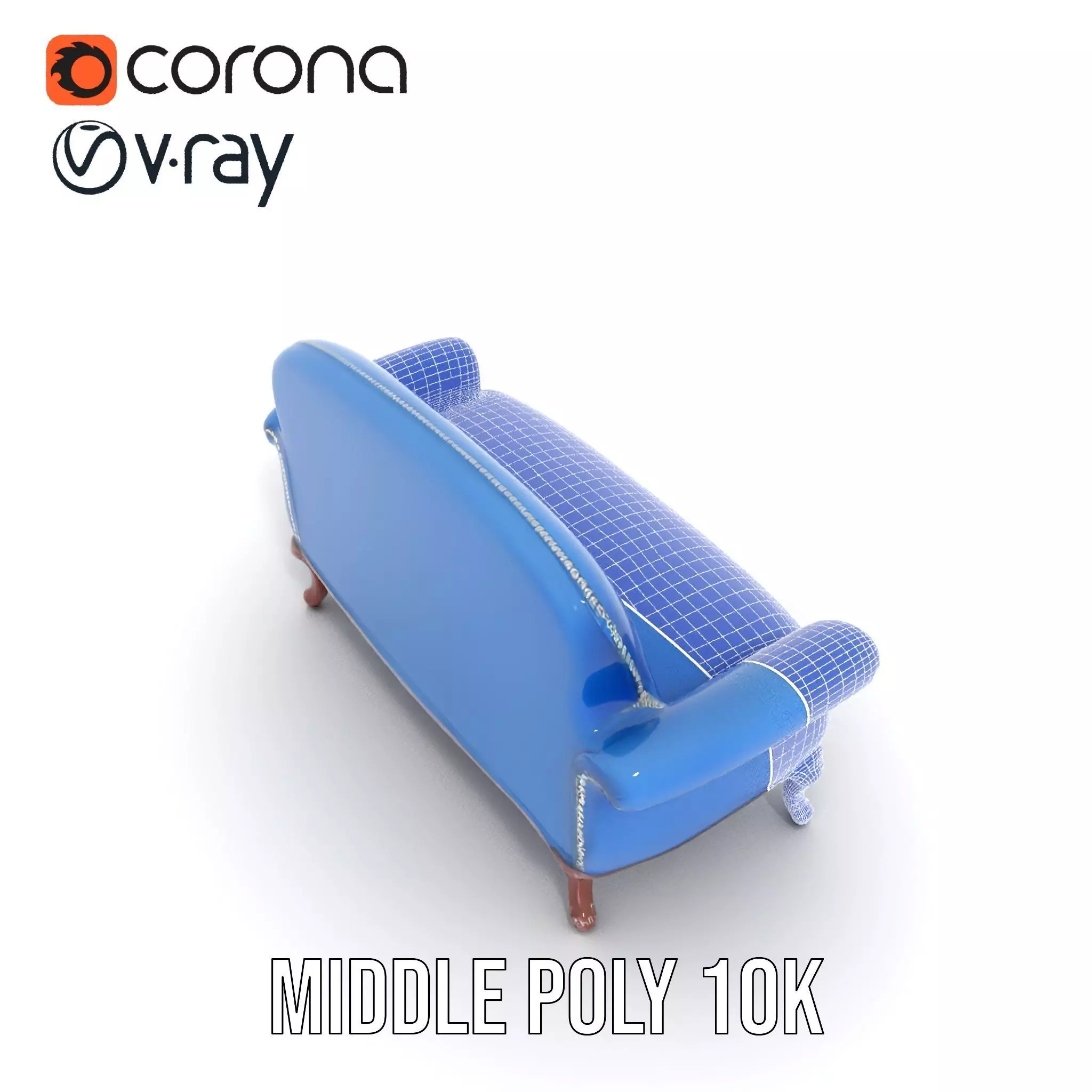 Elegant Blue Sofa model pack Low-poly 3D model_30